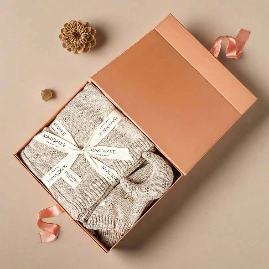 Baby Blanket Gift Set with Moon Lovey - Beige - Image 3