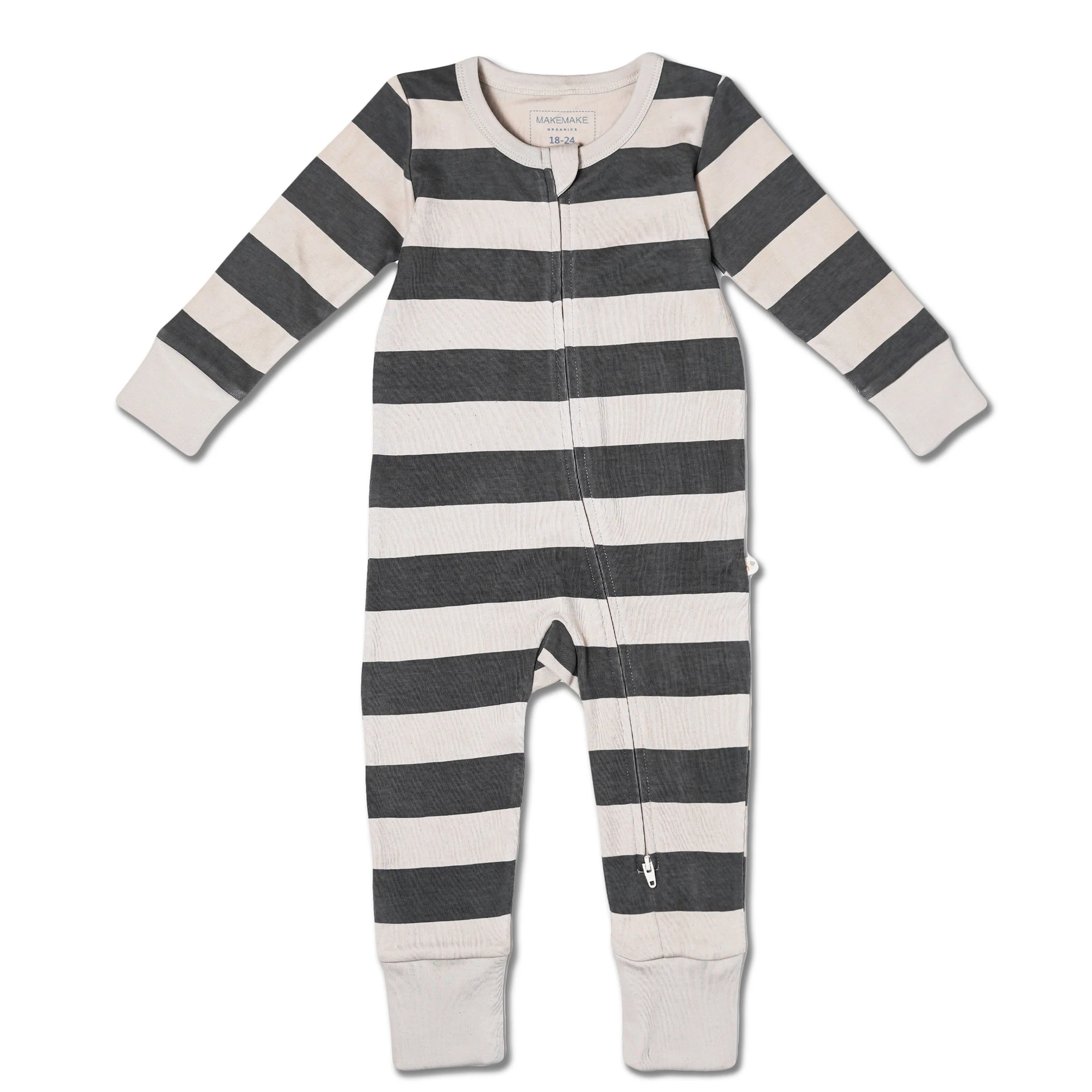 Organic 2-Way Zip Romper - Bold Stripes - Image 3