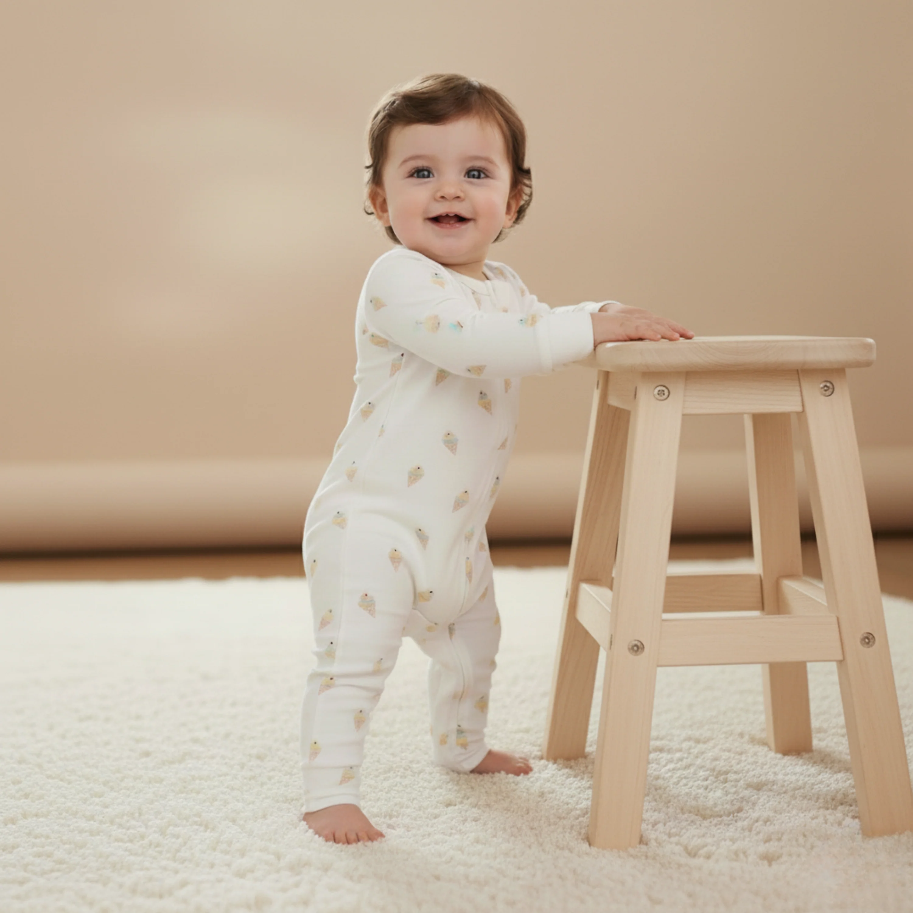 Organic 2-Way Zip Romper - Ice Cream - Image 3