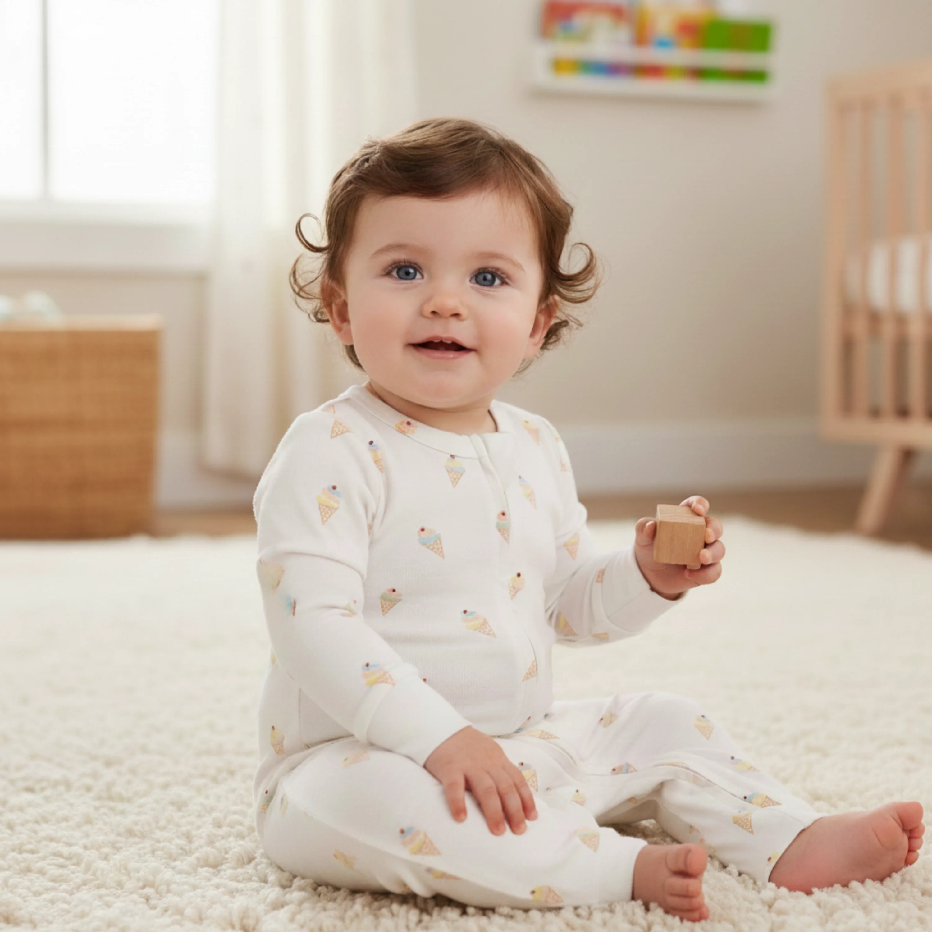 Organic 2-Way Zip Romper - Ice Cream - Image 4