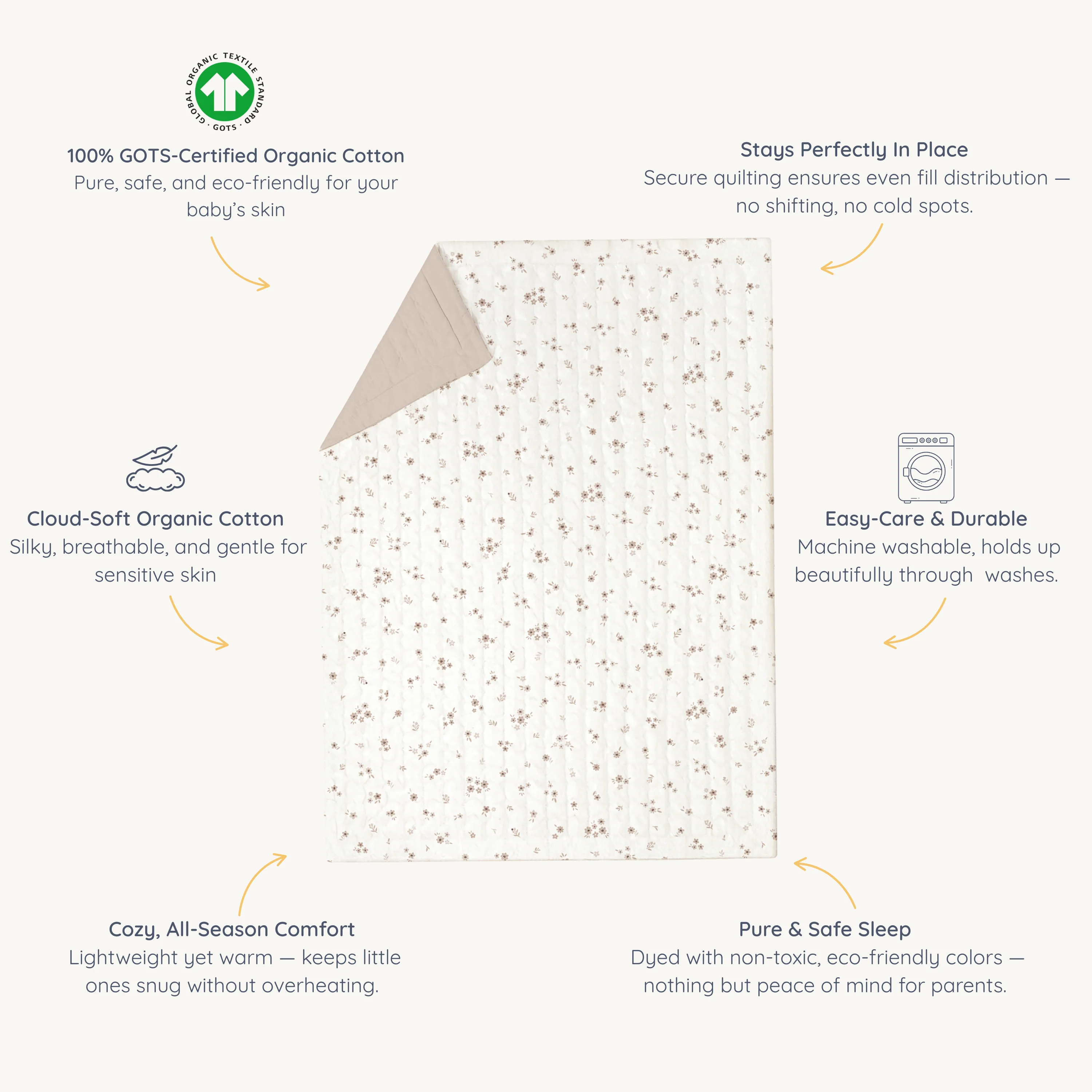 Organic Kids Quilt - Bloom & Pecan - Image 5