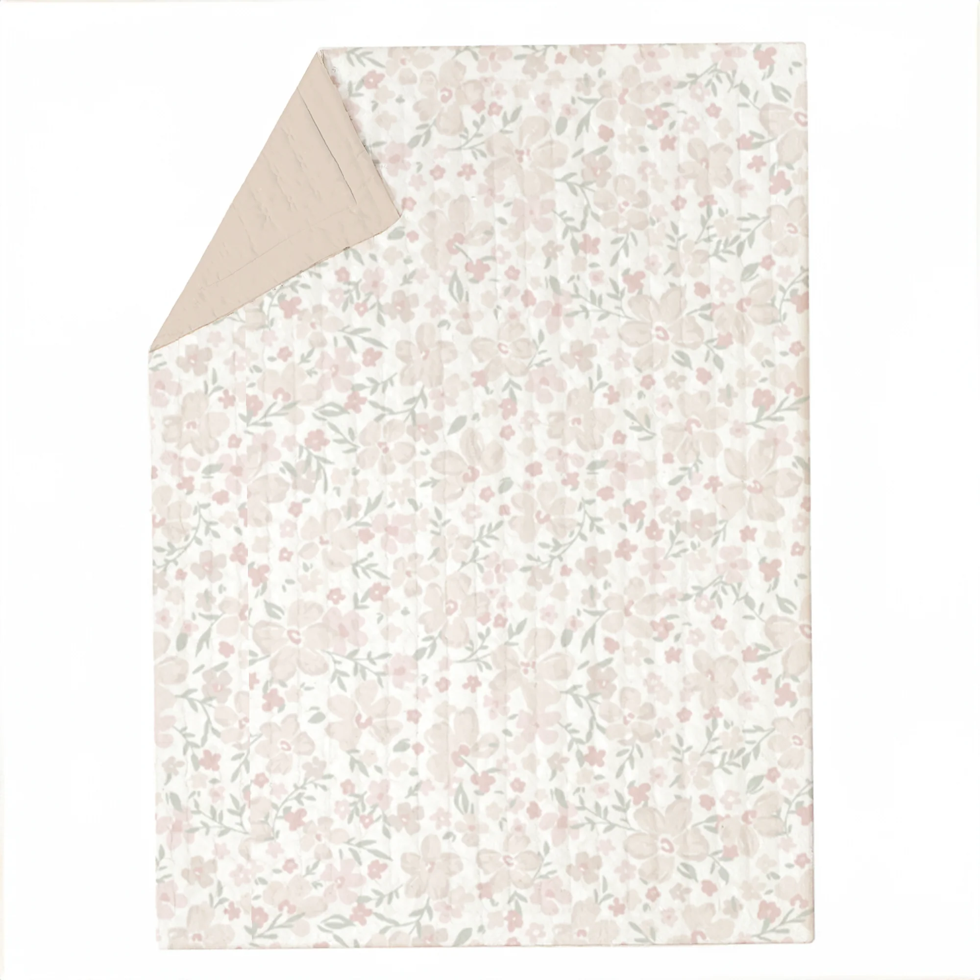 Organic Kids Quilt - Blossom & Taupe - Image 3