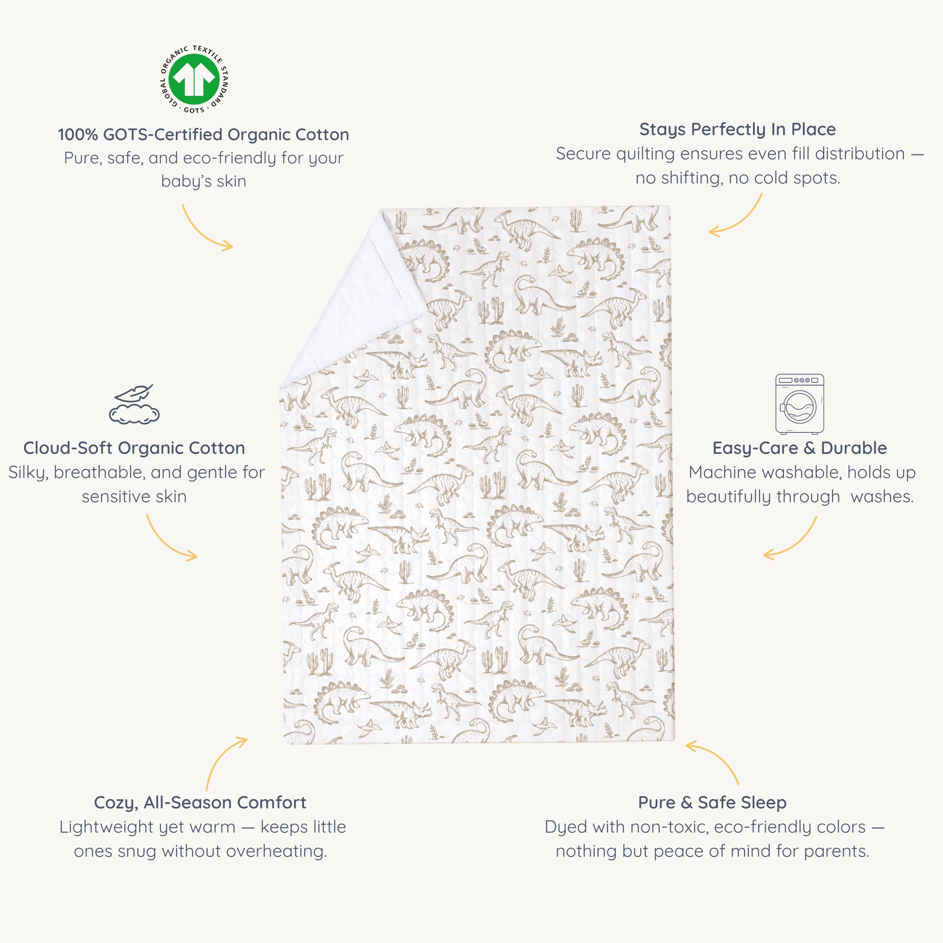 Organic Kids Quilt - Dino Dreams - Image 5