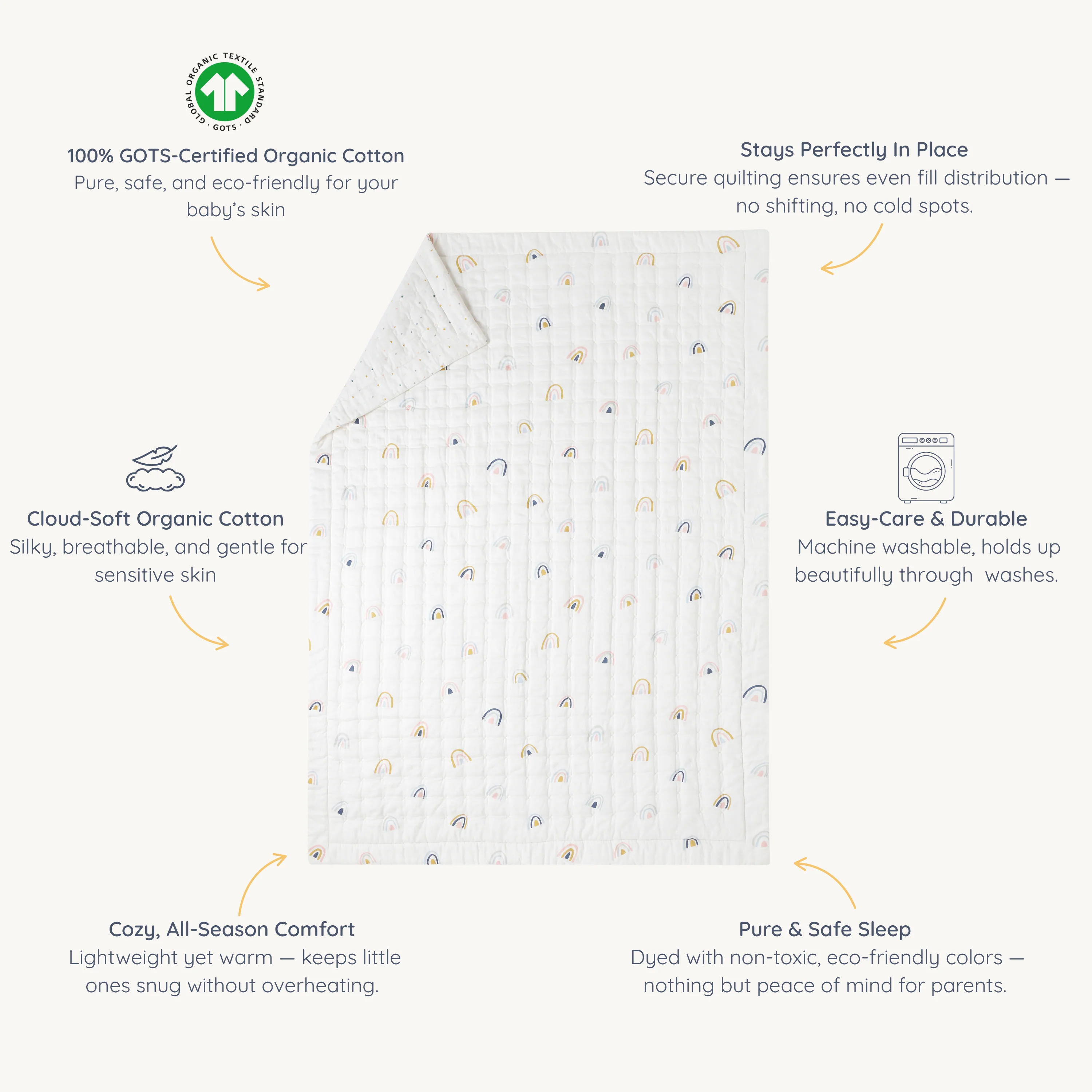 Organic Kids Quilt - Dotty & Rainbow - Image 5