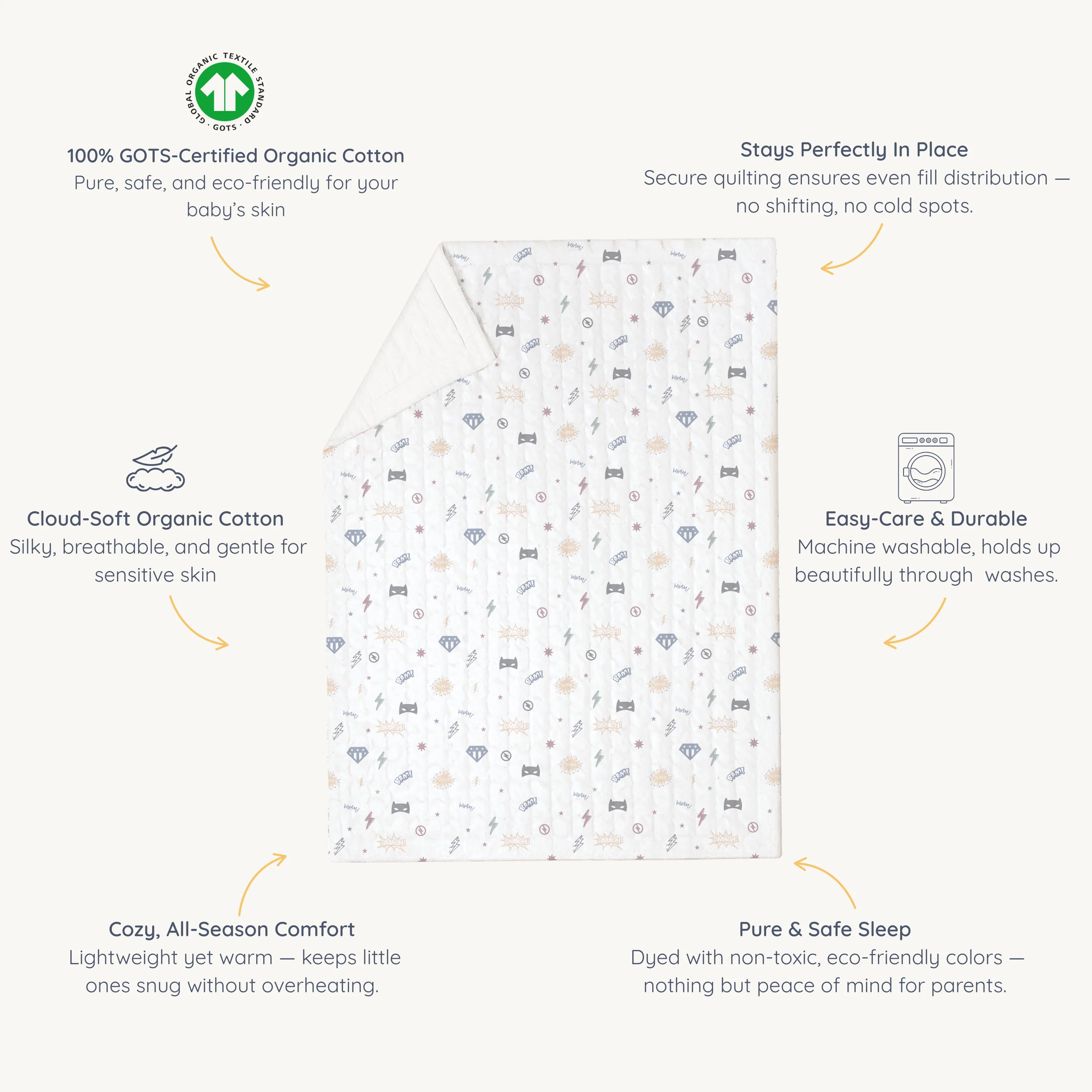 Organic Kids Quilt - Mighty Heros - Image 5