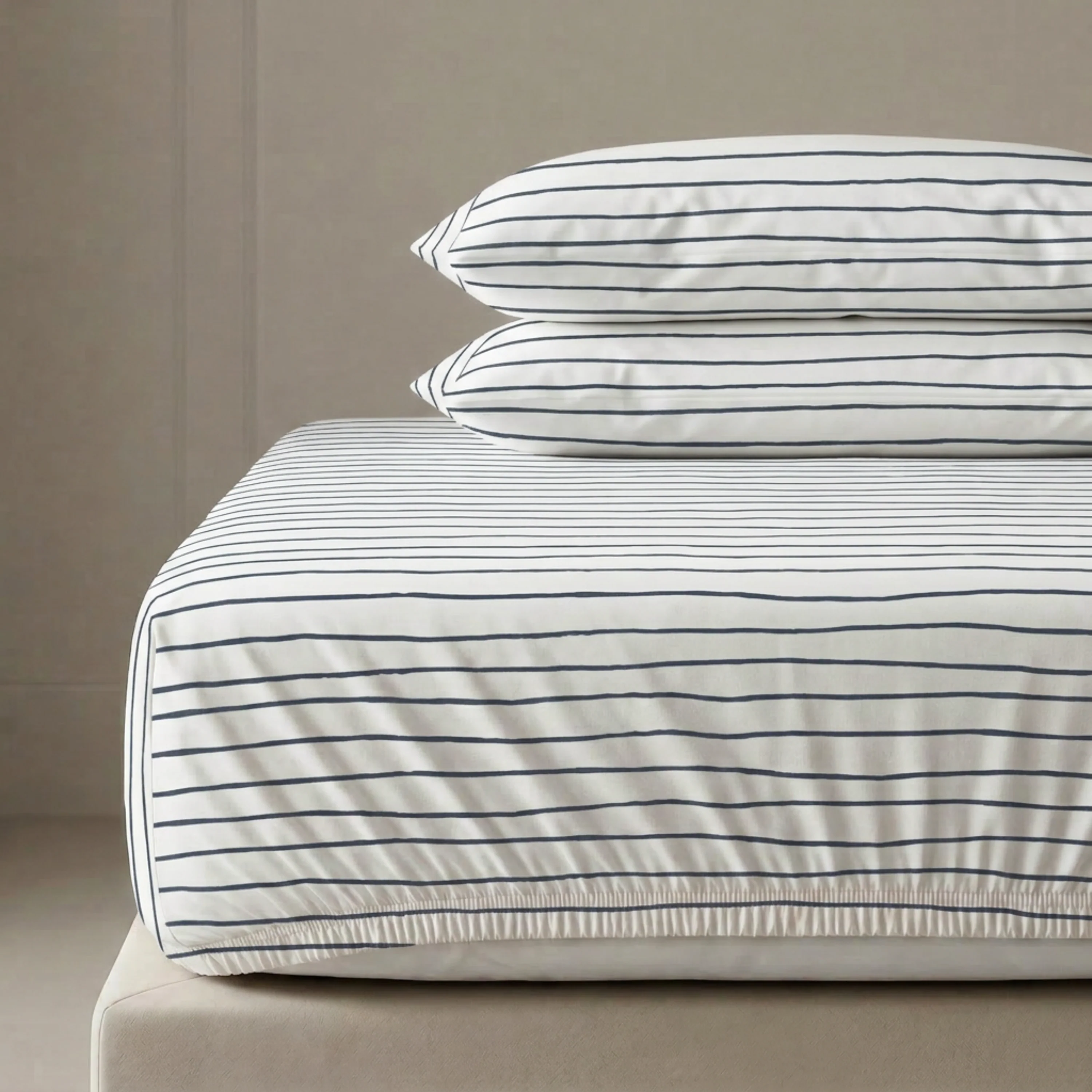 Organic Kids Fitted Sheet - Navy Stripes - Image 8