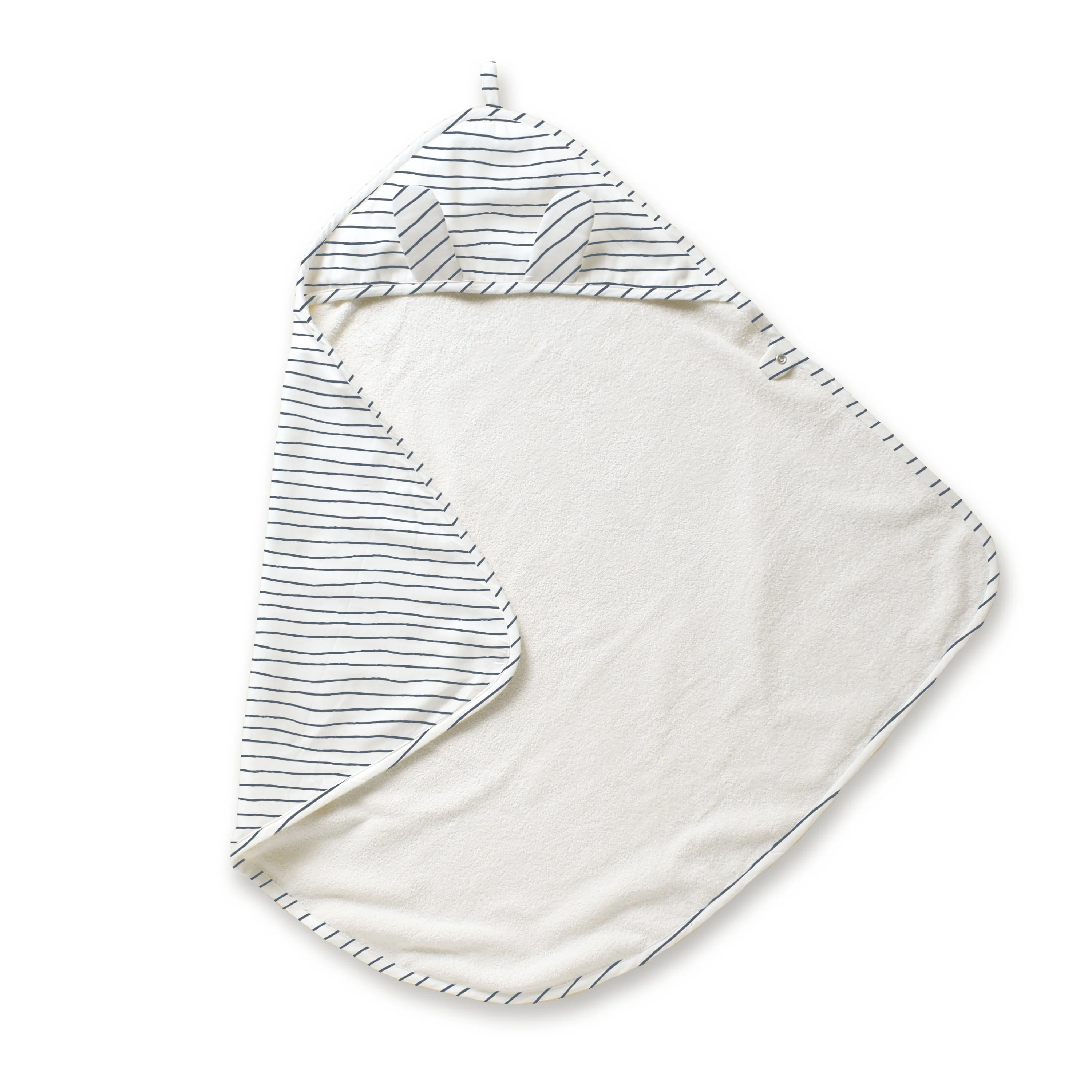 Organic Baby Towel - Navy Stripes - Image 3