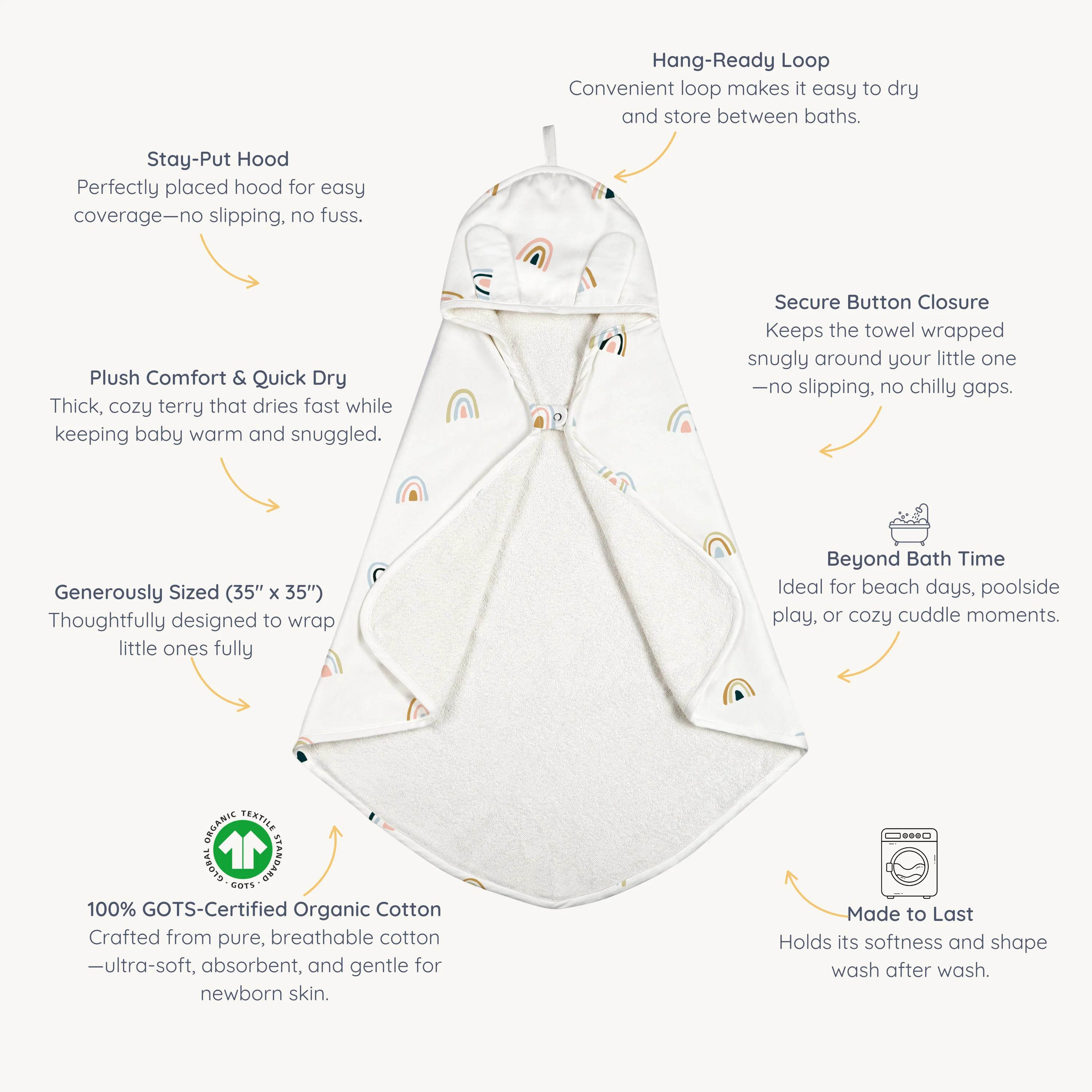 Organic Baby Towel - Rainbow - Image 6