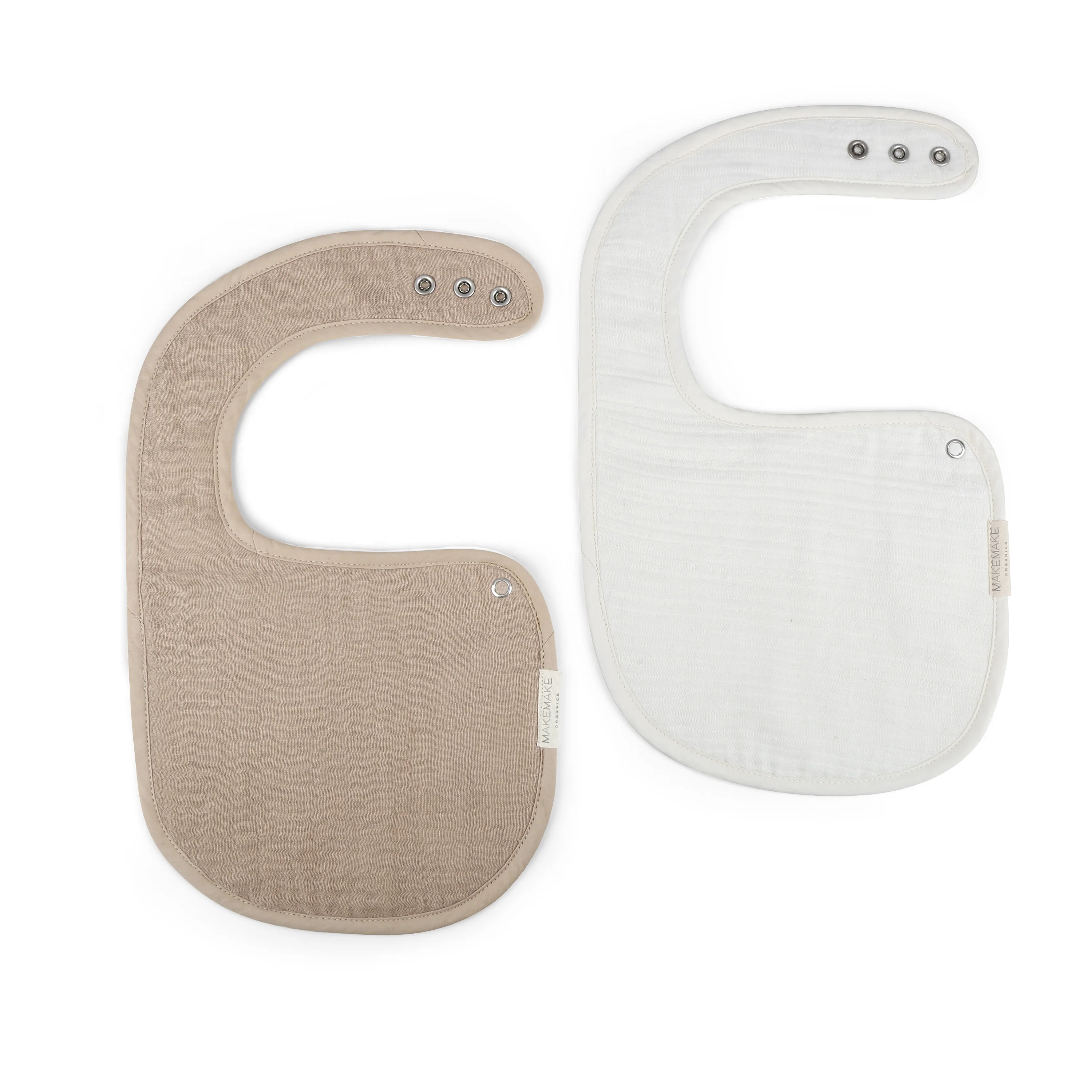 Organic Baby Bibs Muslin - Ivory & Taupe - Image 4