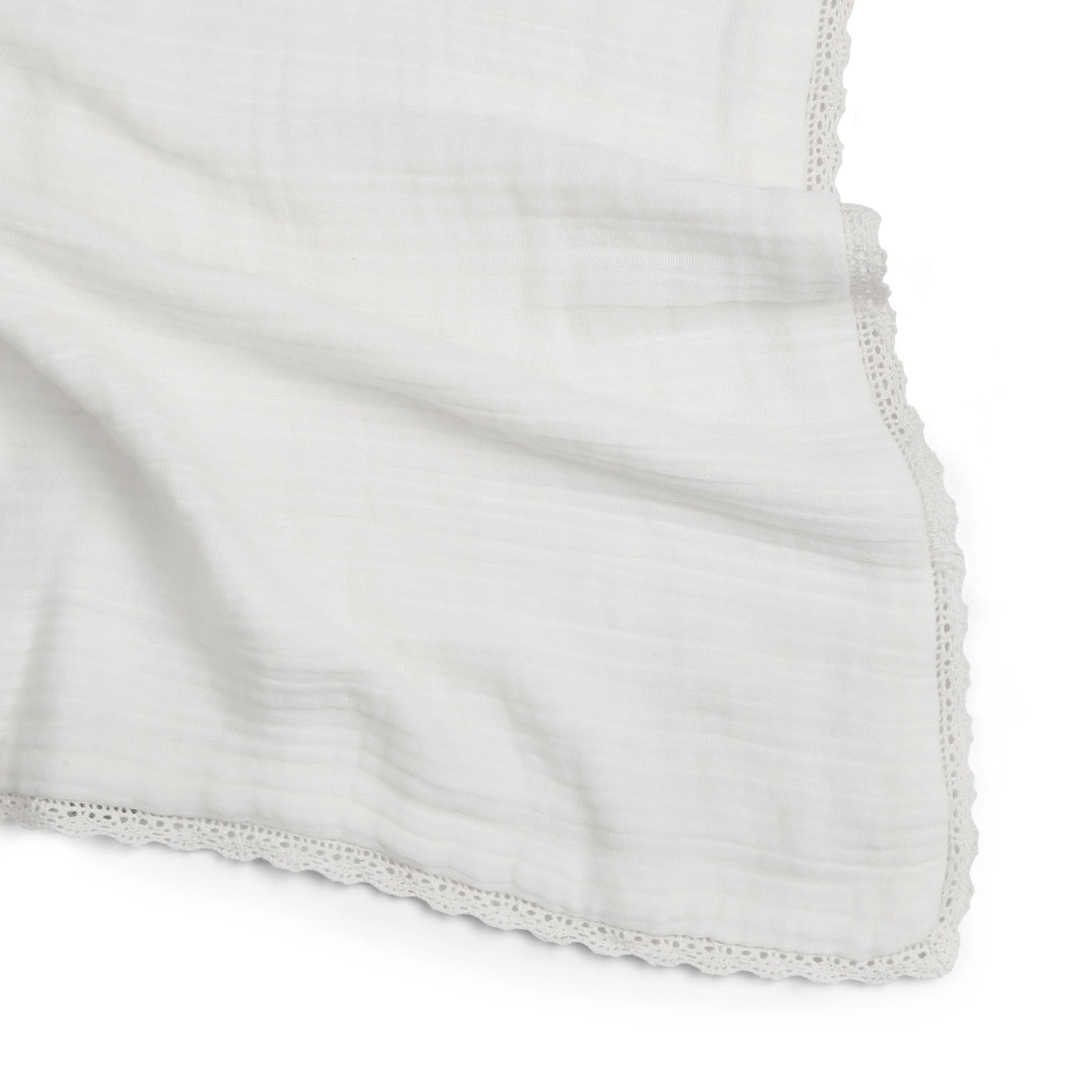 Organic Baby Blanket Muslin - Ivory + Ivory Lace - Image 5
