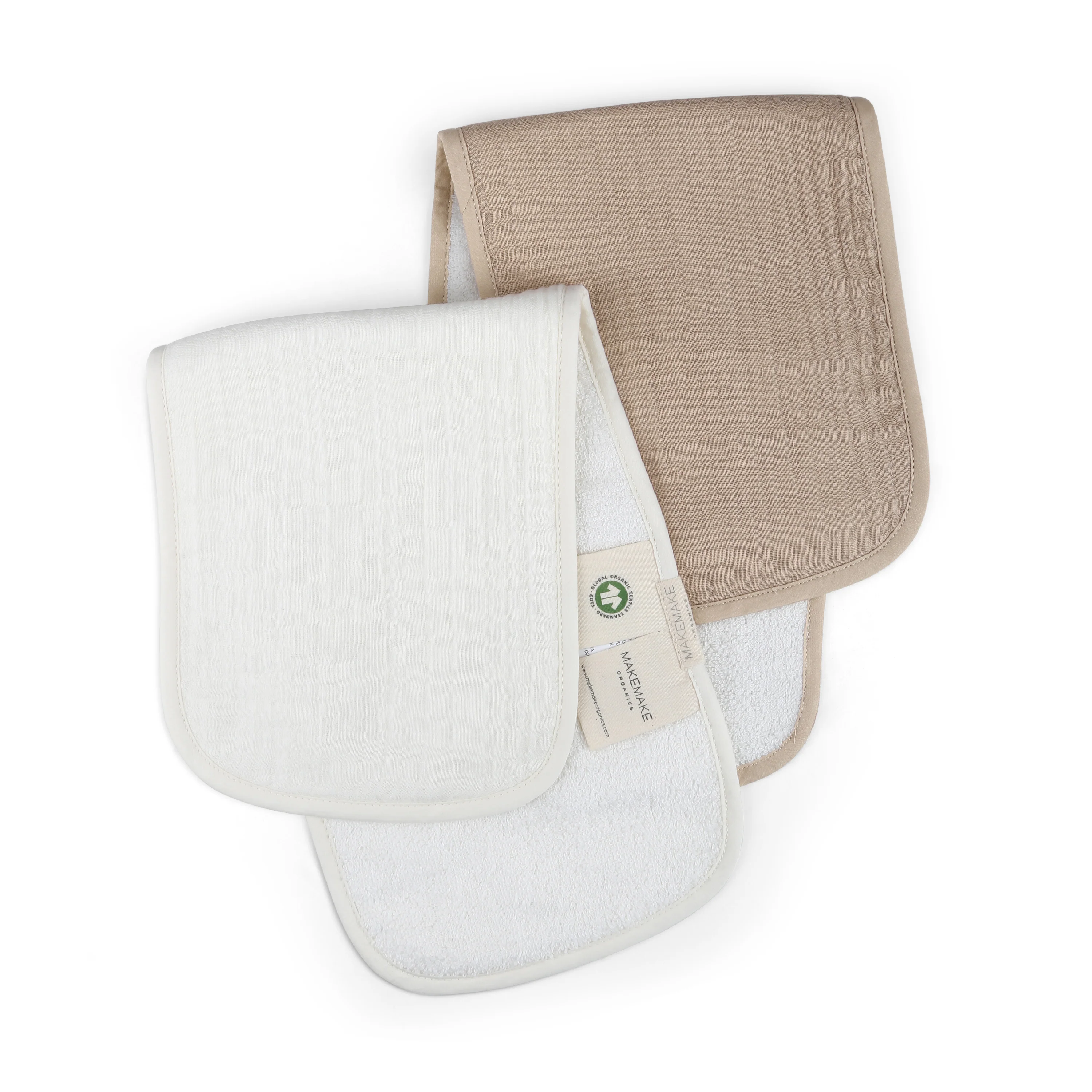 Organic Burp Cloth Muslin - Ivory & Taupe - Image 3