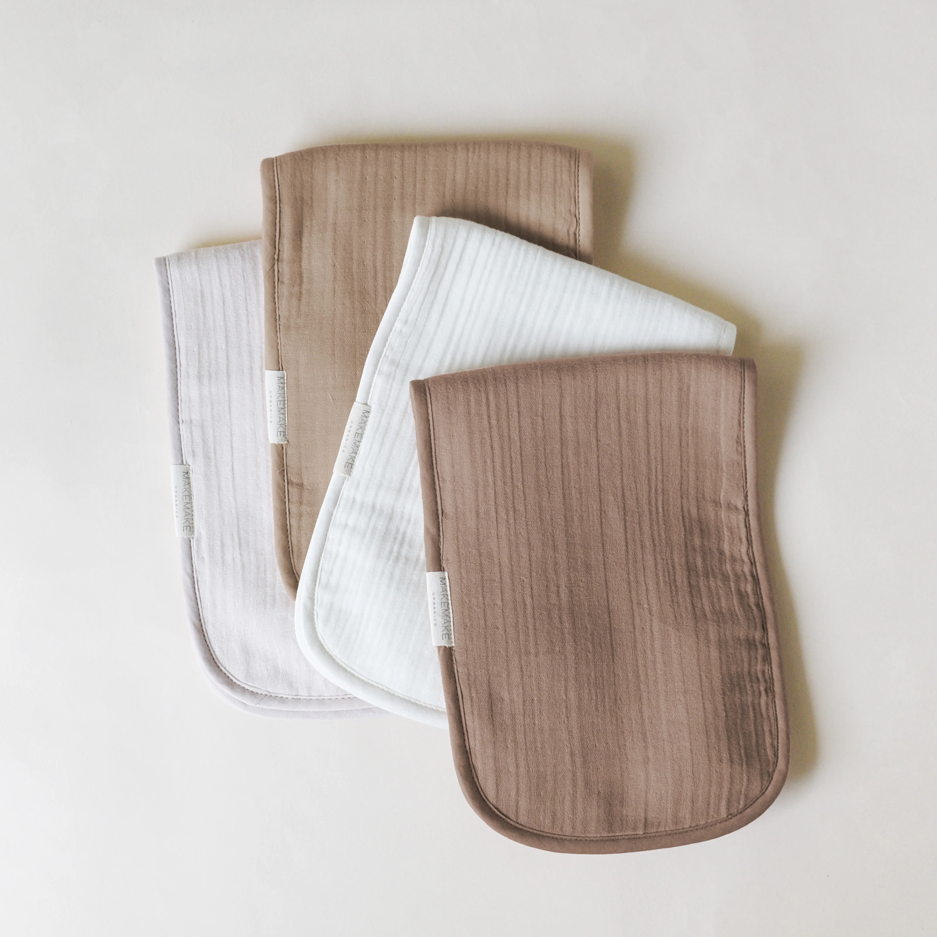 Organic Burp Cloth Muslin - Ivory & Taupe - Image 4