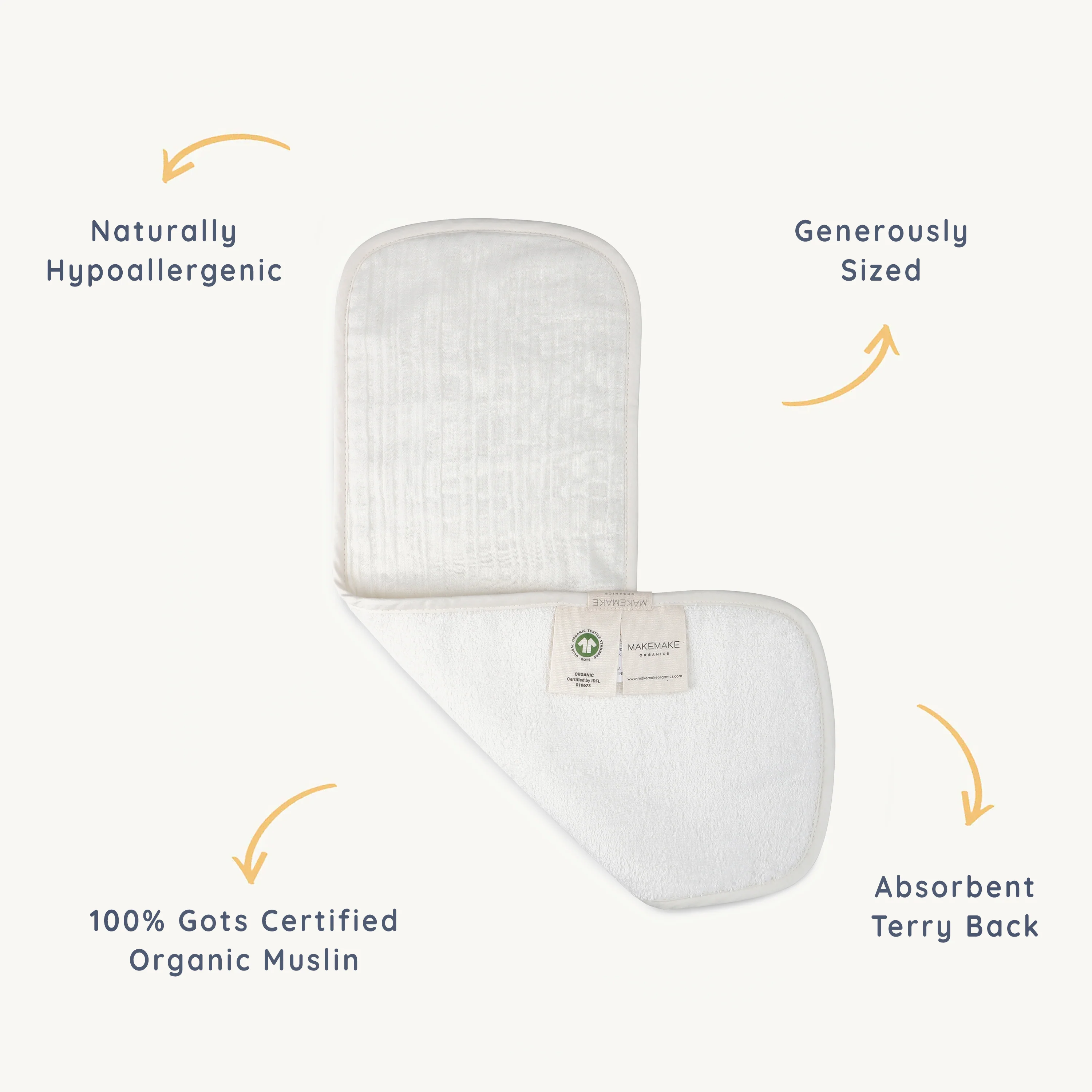 Organic Burp Cloth Muslin - Ivory & Taupe - Image 5