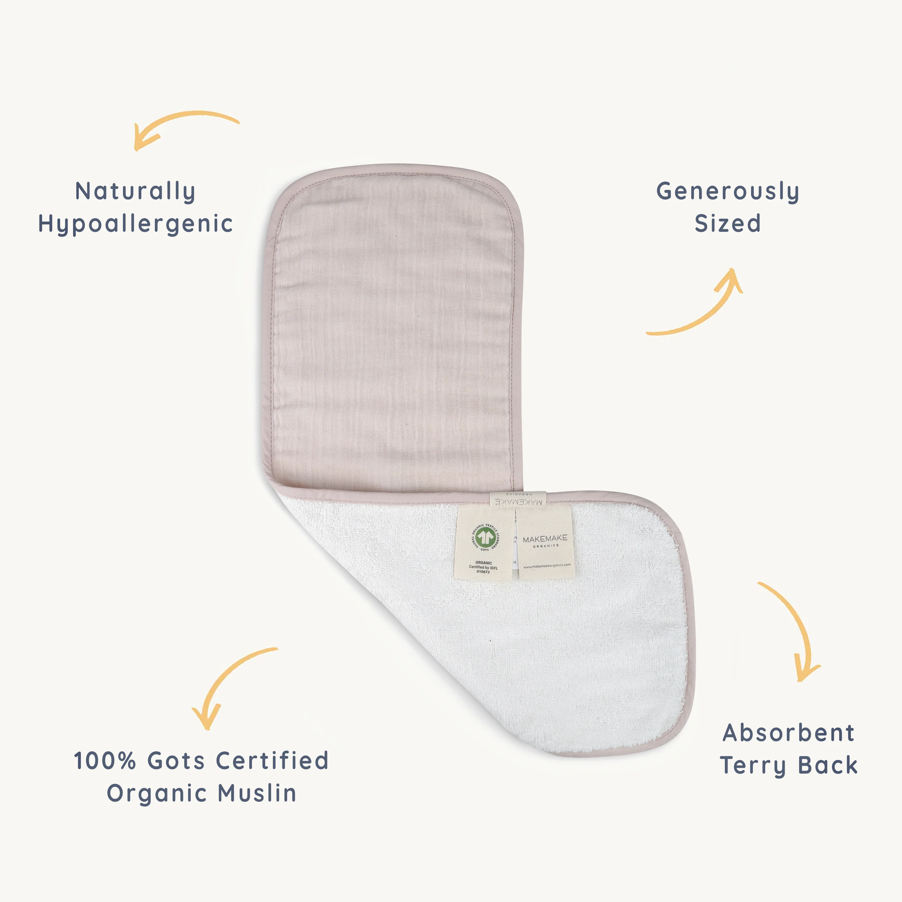 Organic Burp Cloth Muslin - Blush Oat & Pecan - Image 7