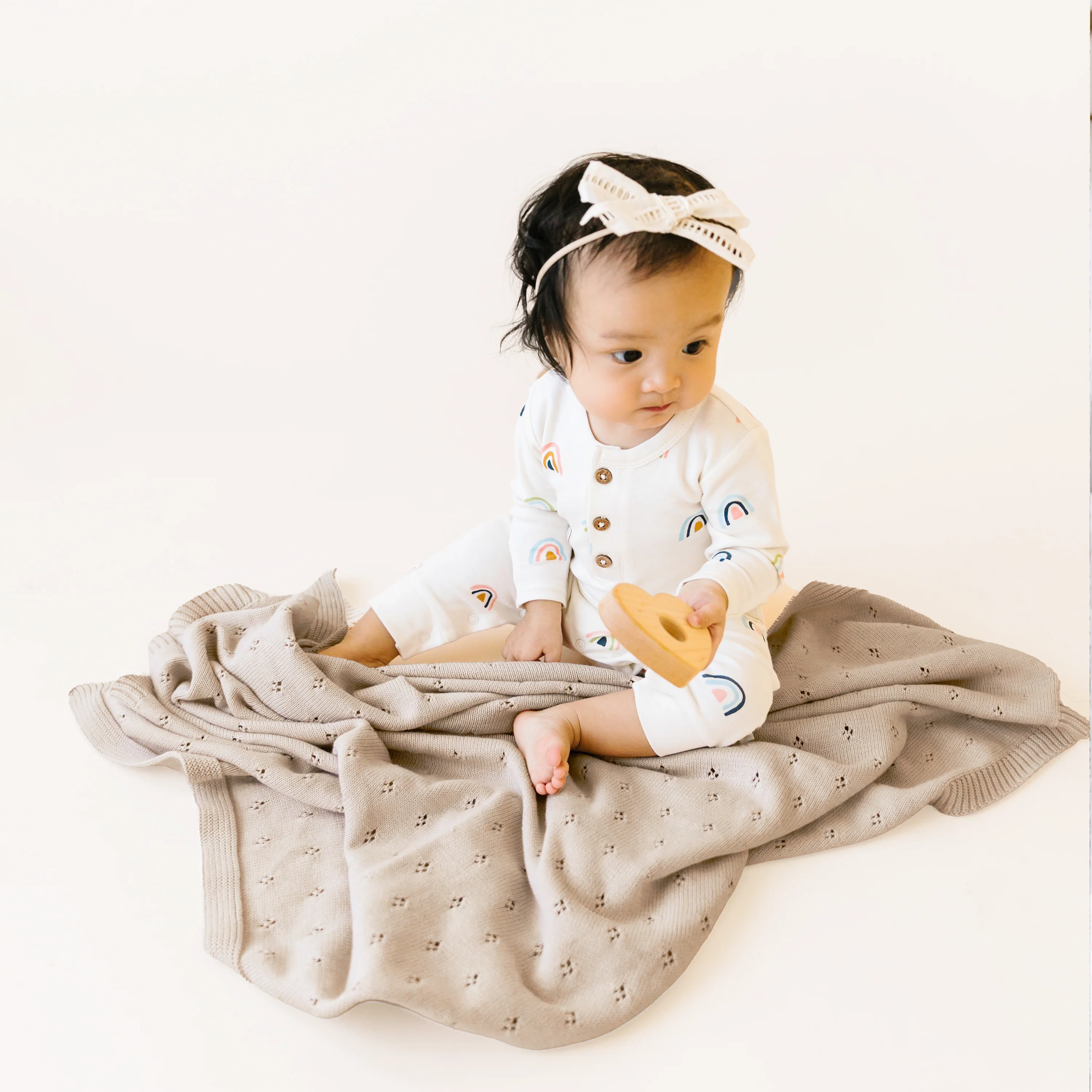 Baby Blanket Gift Set with Moon Lovey - Beige - Image 4