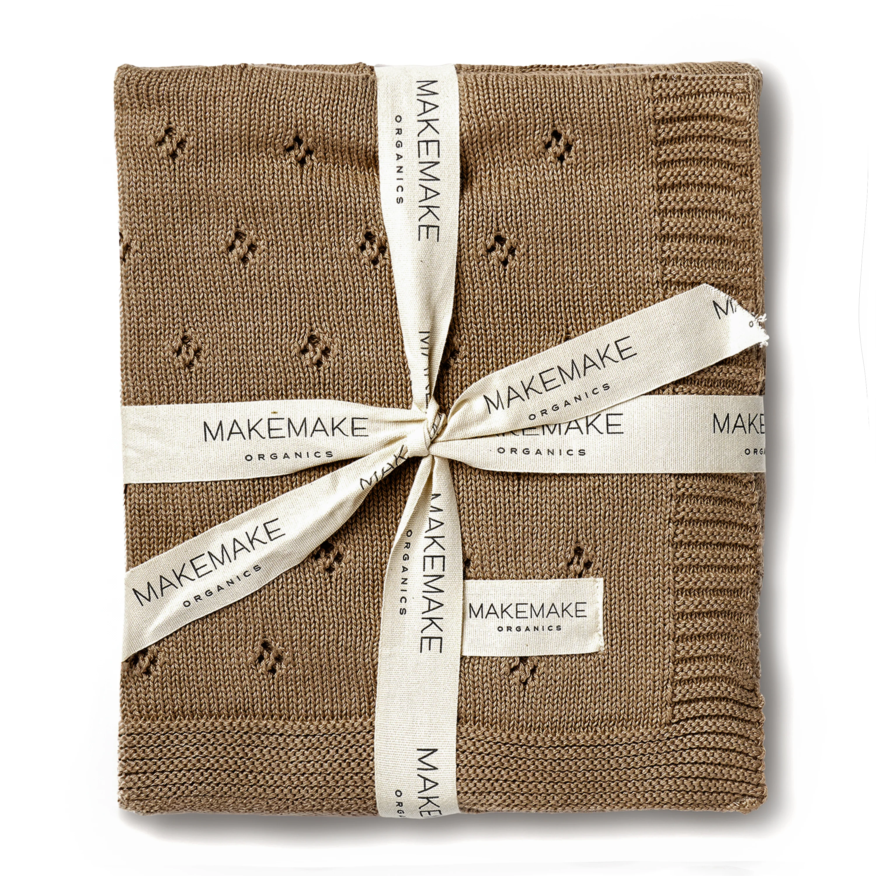 Organic Cotton Pointelle Baby Knit  Blanket - Brown - Image 3