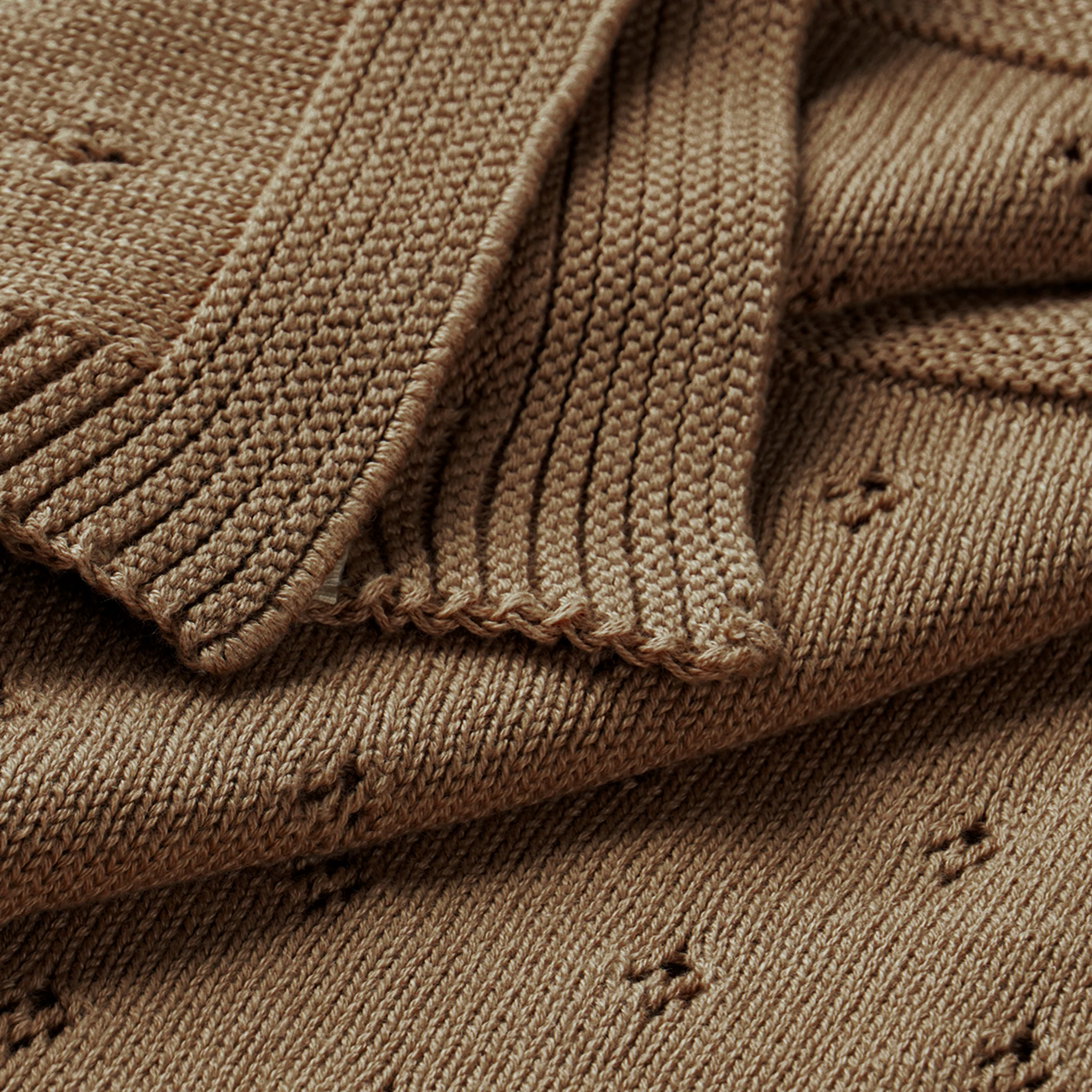 Organic Cotton Pointelle Baby Knit  Blanket - Brown - Image 4