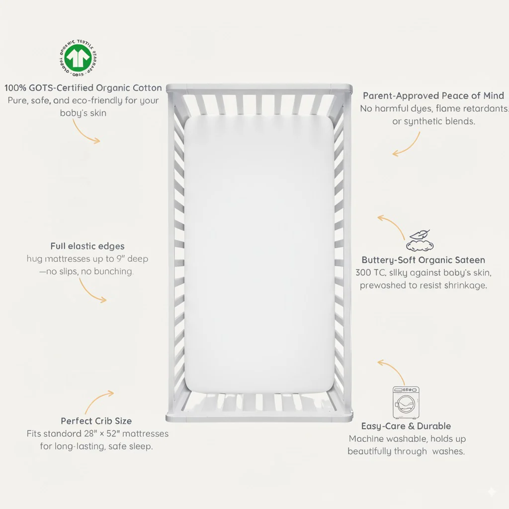 Organic Crib Sheet - Ivory - Image 5