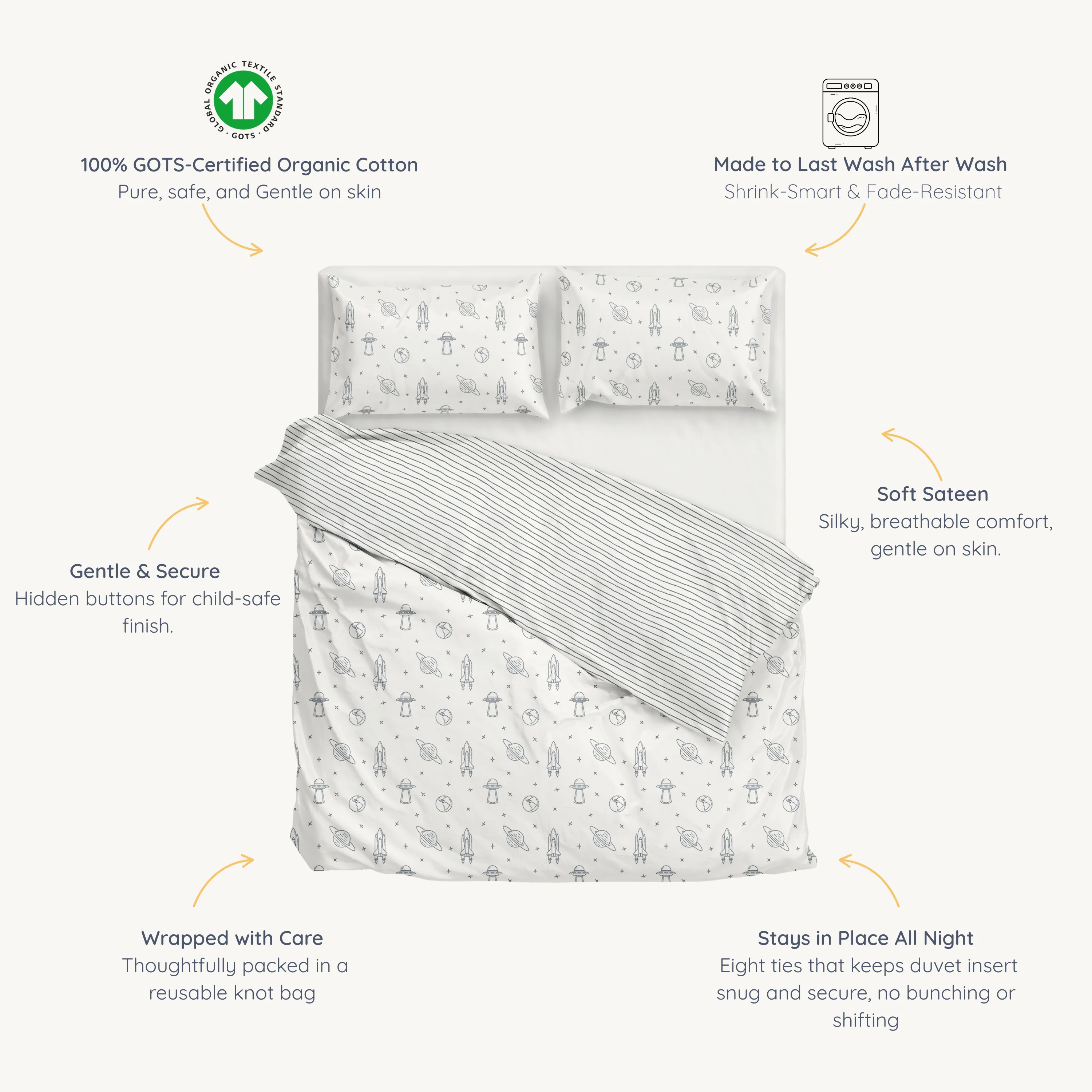 Organic Duvet Cover - Astro & Navy Blue Stripes - Image 7