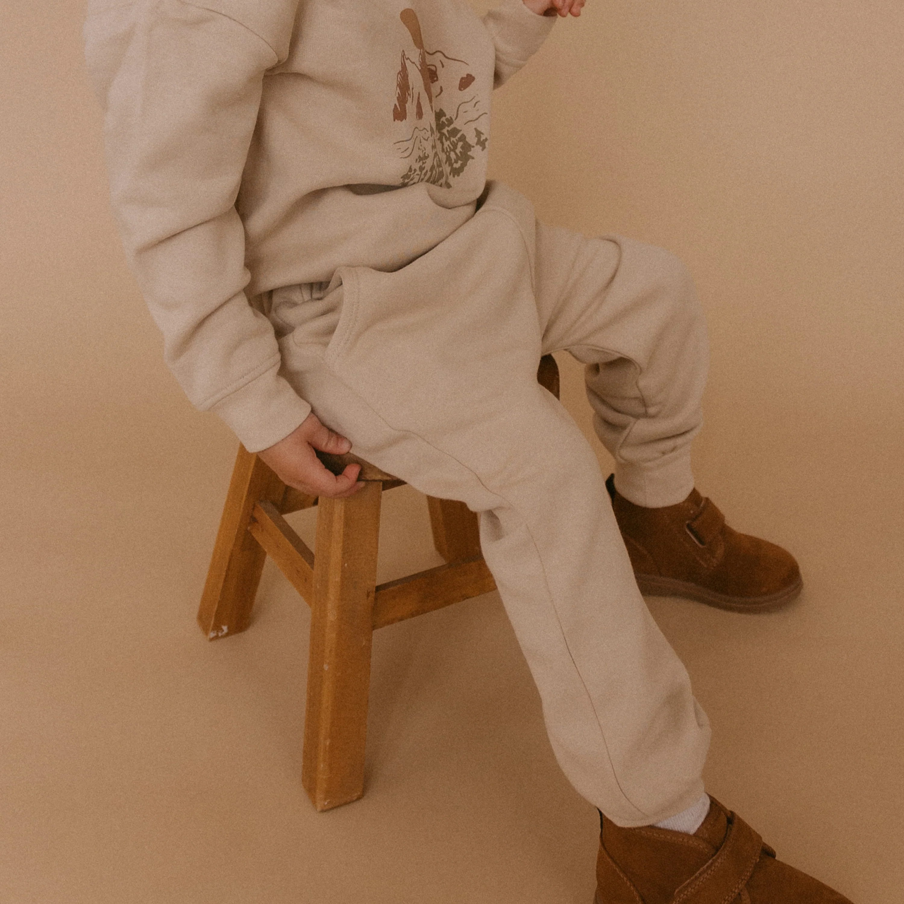 Organic Fleece Jogger Pants - Oat - Image 3