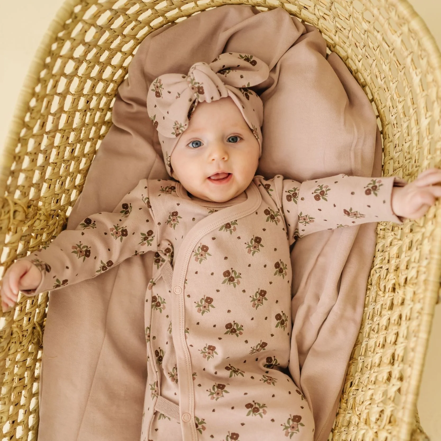 Organic Headwrap - Rose Ditsy - Image 3