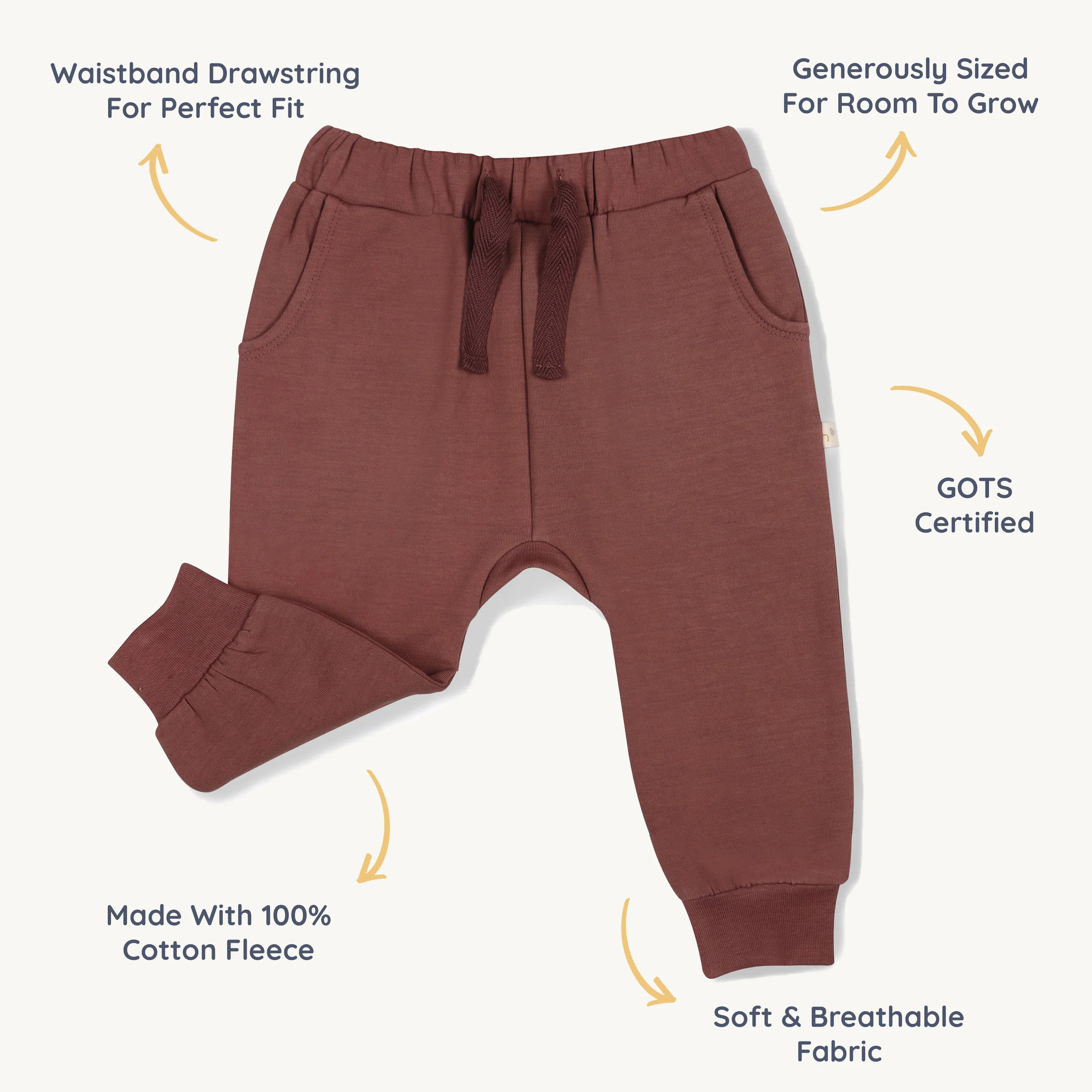 Organic Fleece Jogger Pants - Plum - Image 4