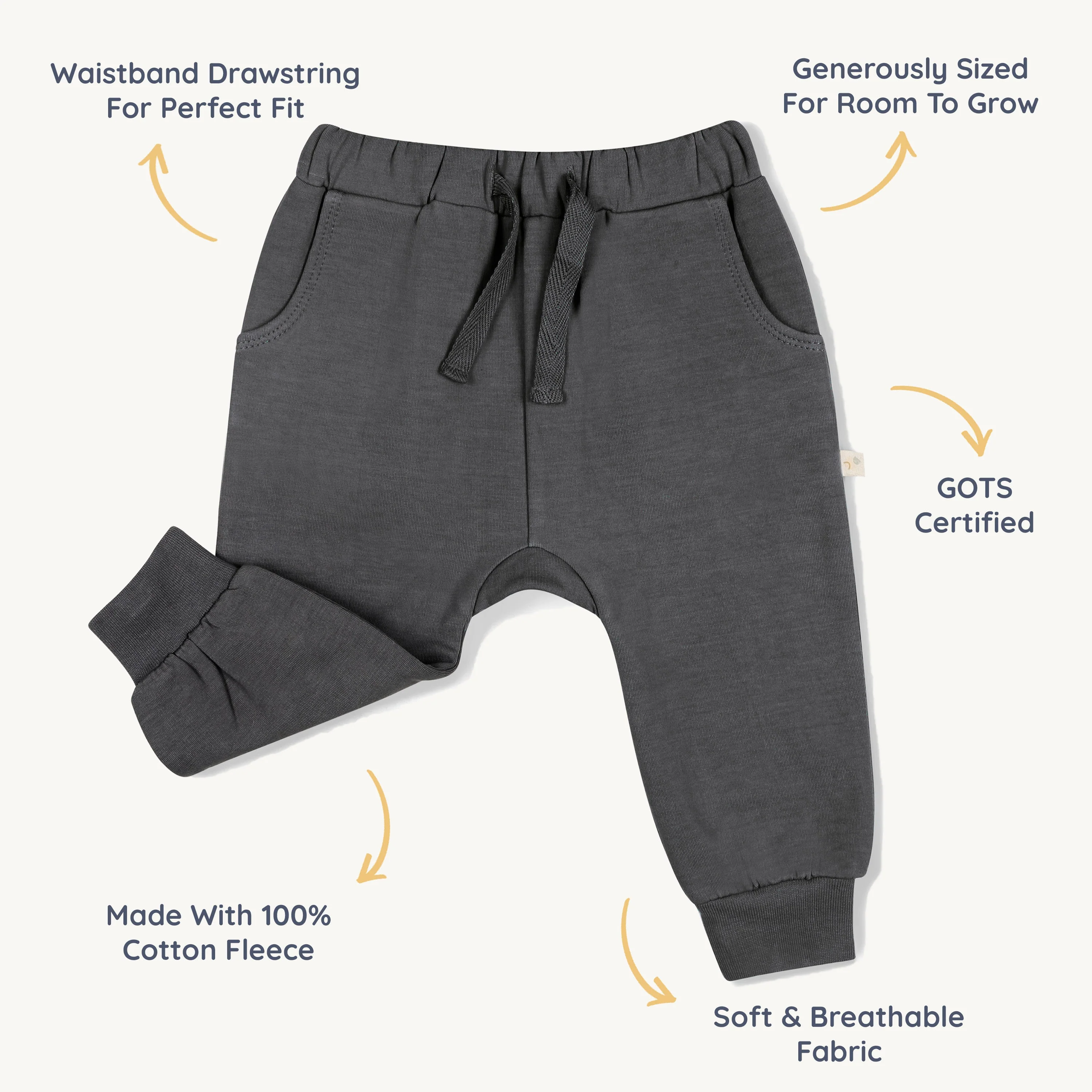 Organic Fleece Jogger Pants - Slate - Image 5