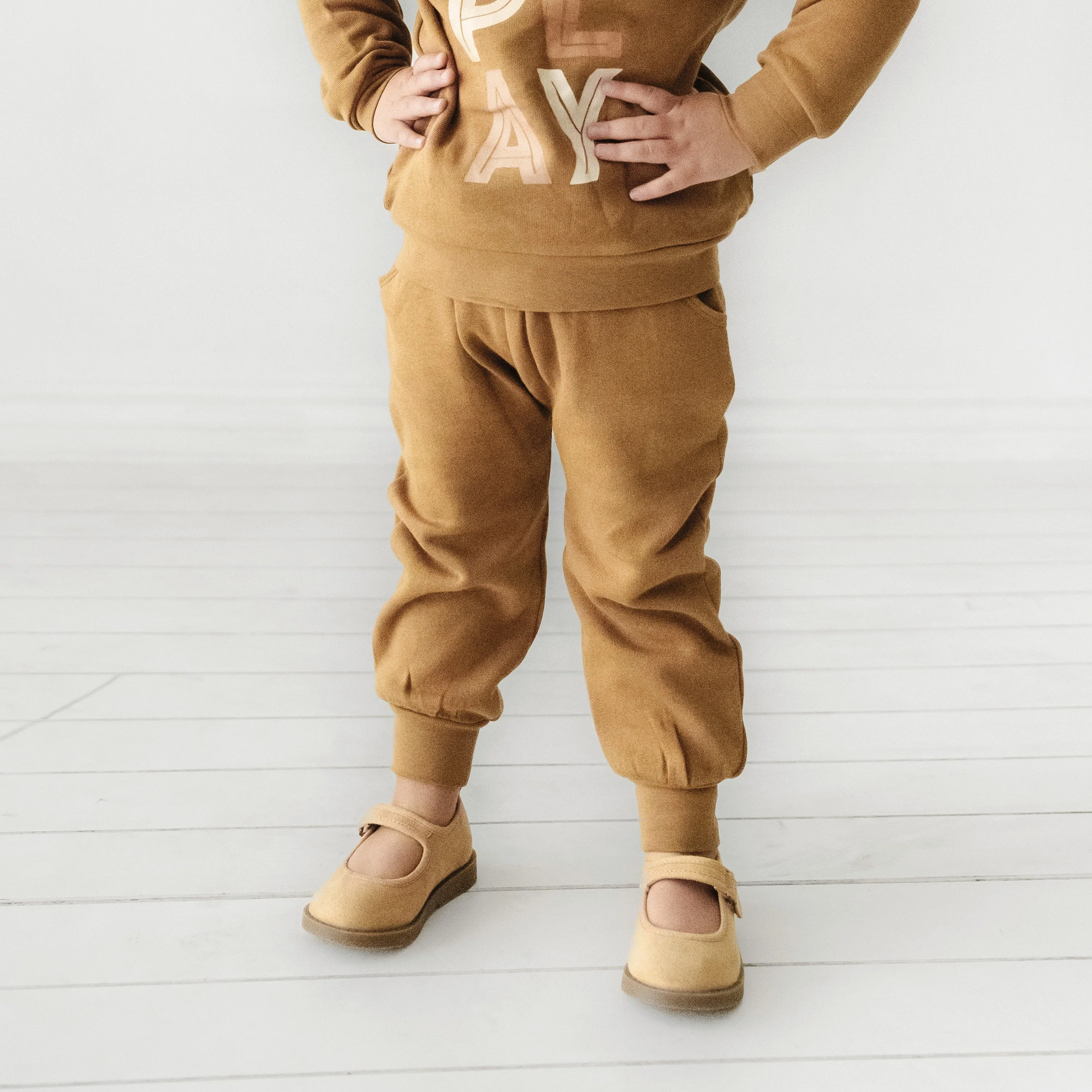 Organic Baby Toddler Jogger Pants - Tan - Image 3