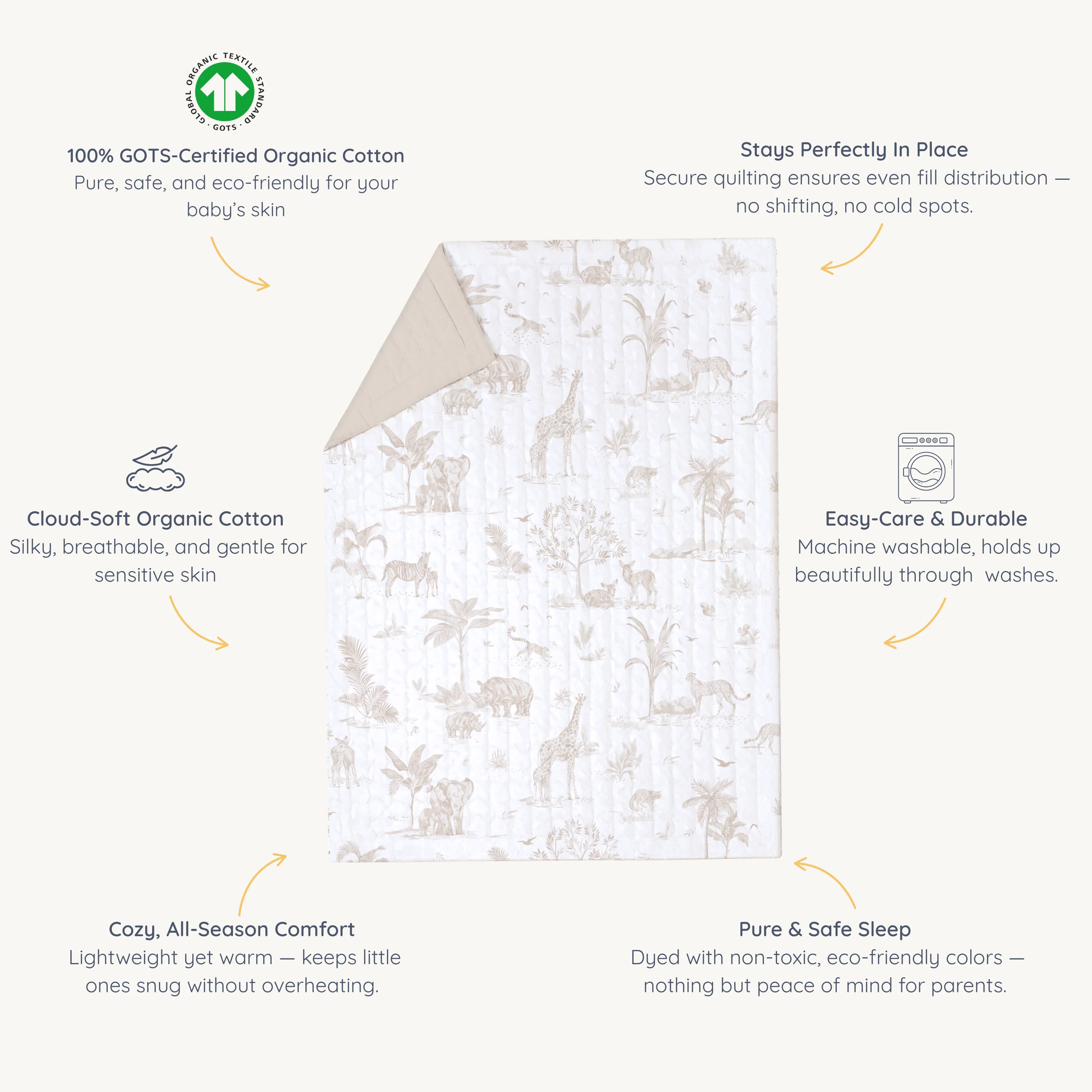 Organic Kids Quilt - Safari & Oat - Image 4