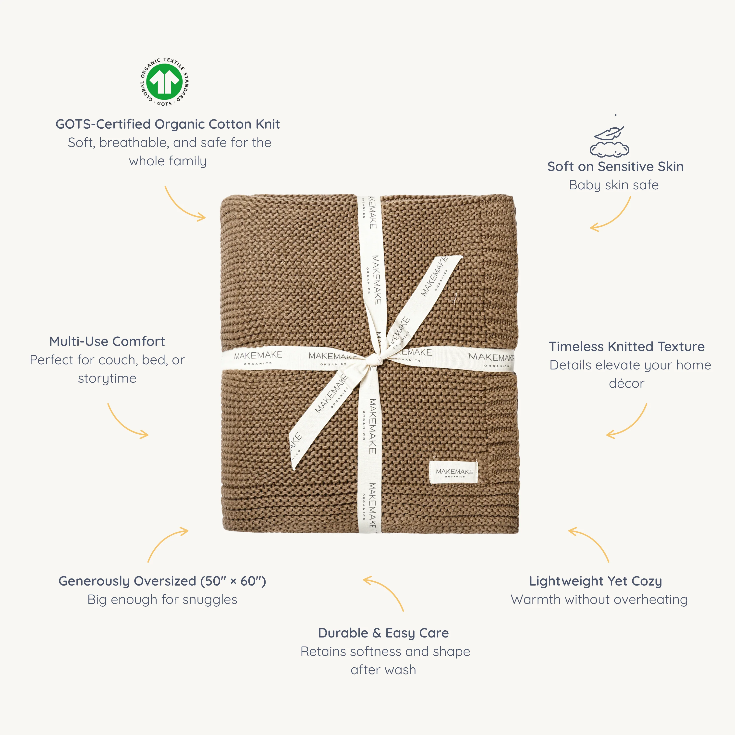 Organic Knit Throw Blanket - Brown - Image 6