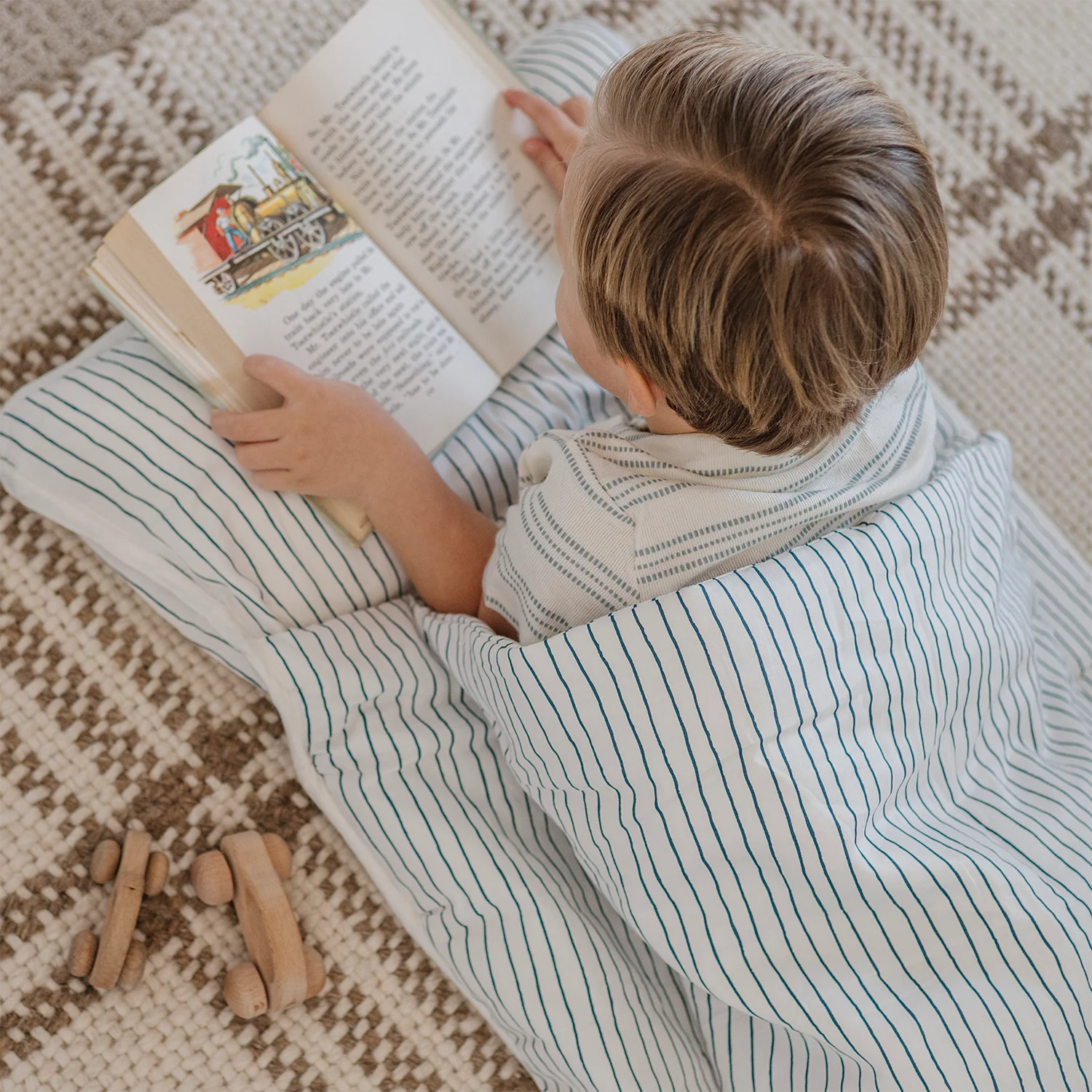 Organic Cozy Comfort Nap Mat - Navy Stripes - Image 3
