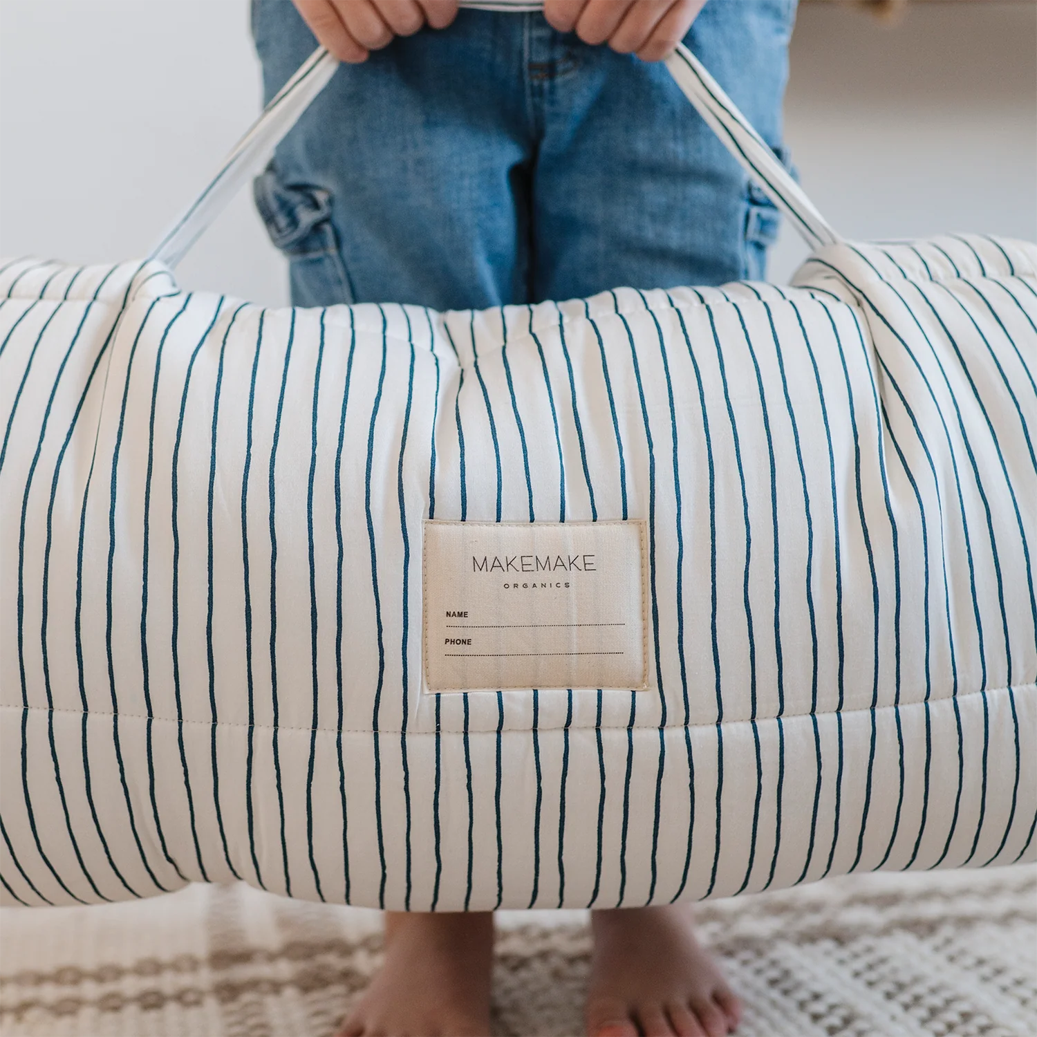 Organic Cozy Comfort Nap Mat - Navy Stripes - Image 5