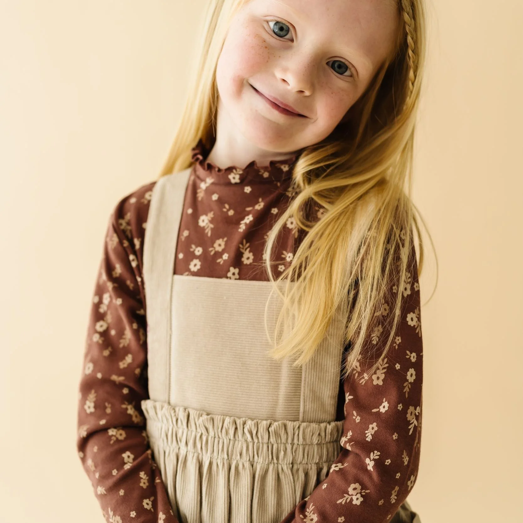 Organic Corduroy Pinafore Dress - Oat - Image 3