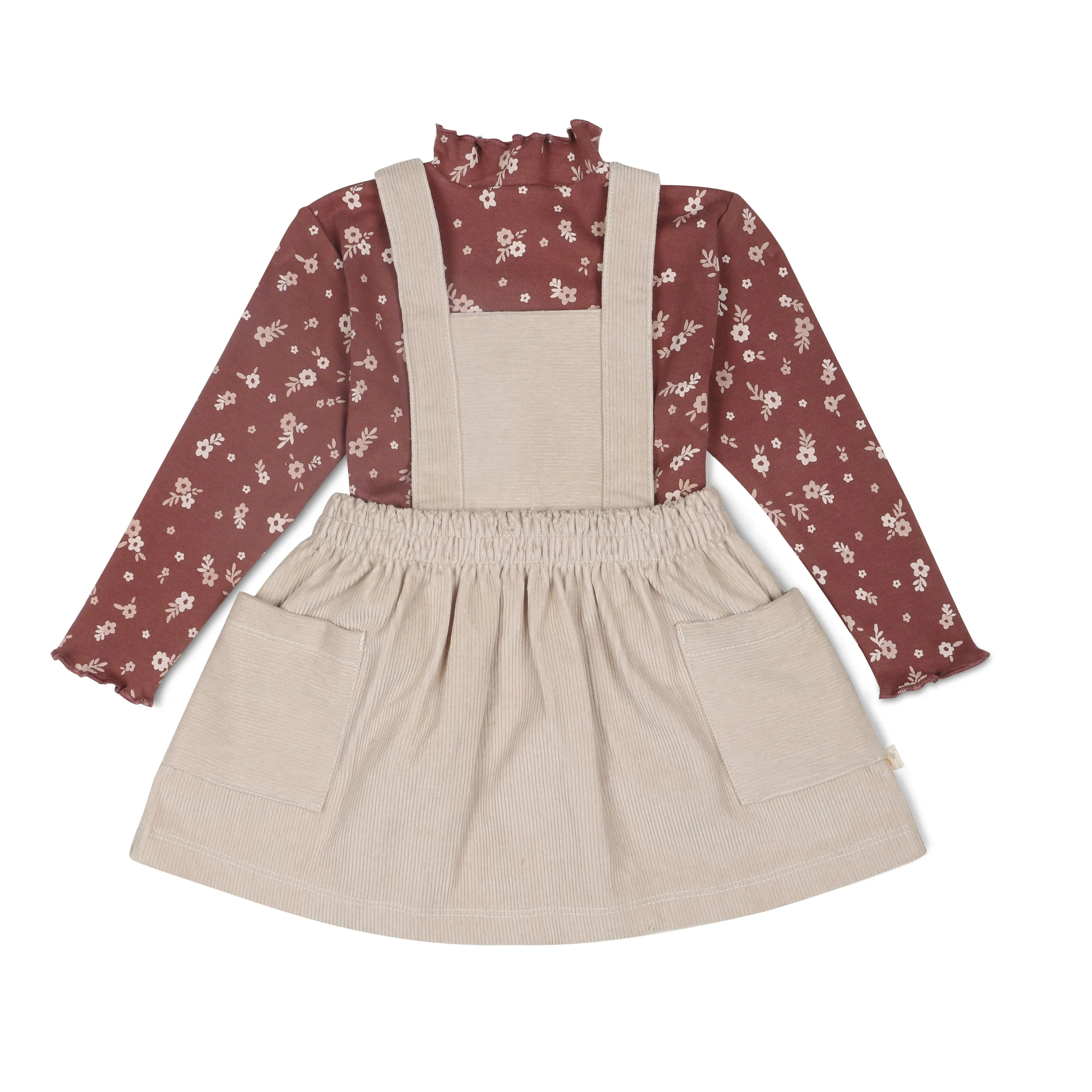 Organic Corduroy Pinafore Dress - Oat - Image 4