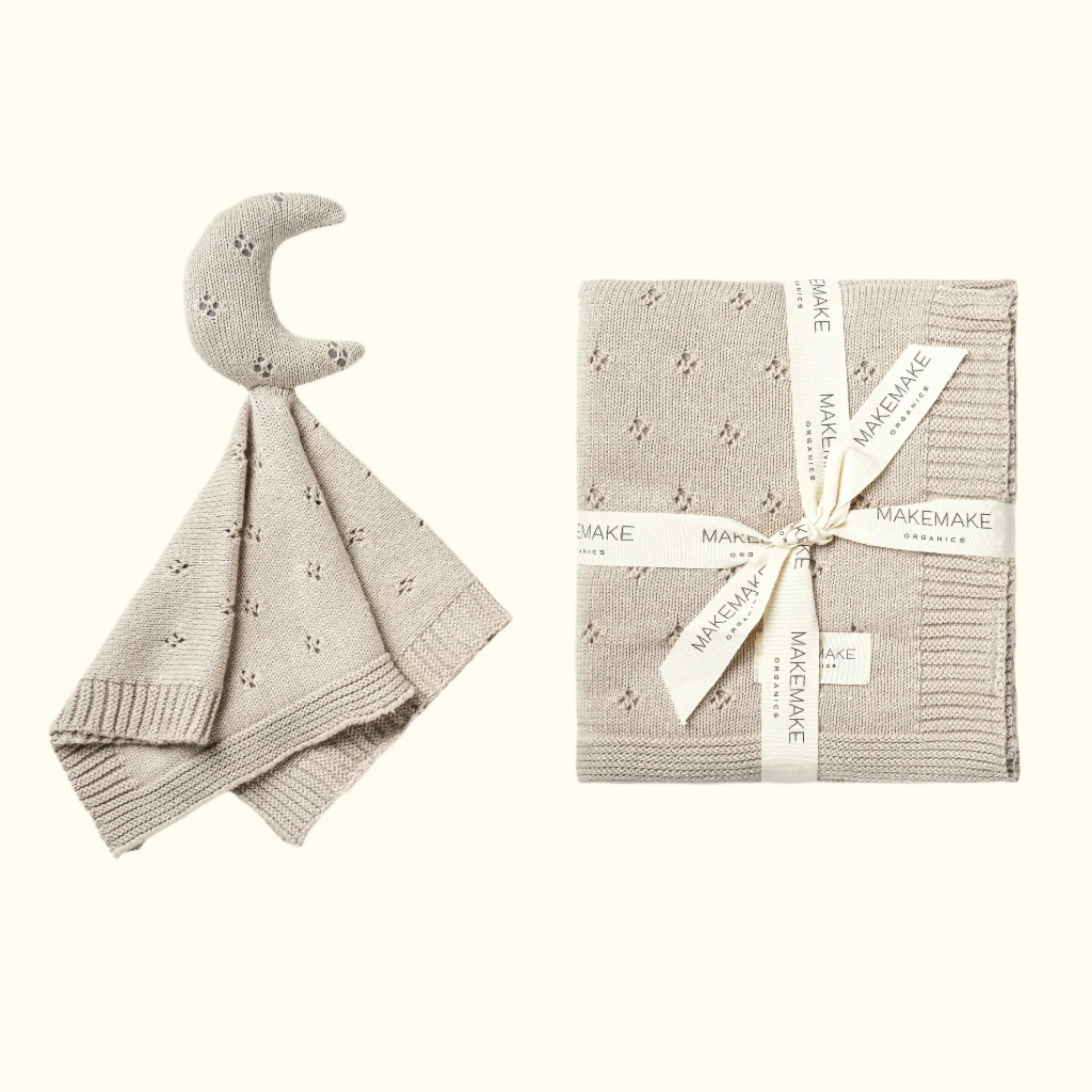 Baby Blanket Gift Set with Moon Lovey - Beige - Image 5