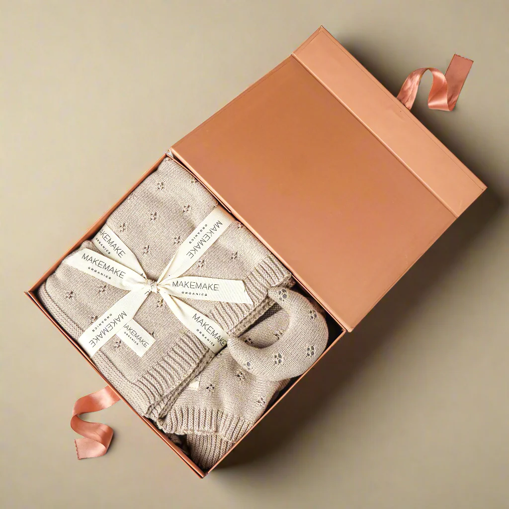 Baby Blanket Gift Set with Moon Lovey - Beige - Image 7