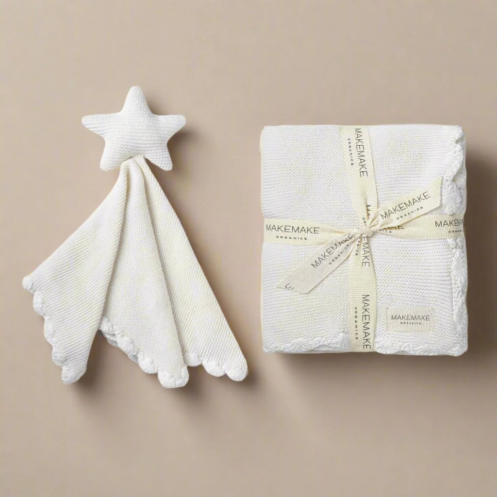 Baby Blanket Gift Set with Star Lovey - Ivory - Image 3