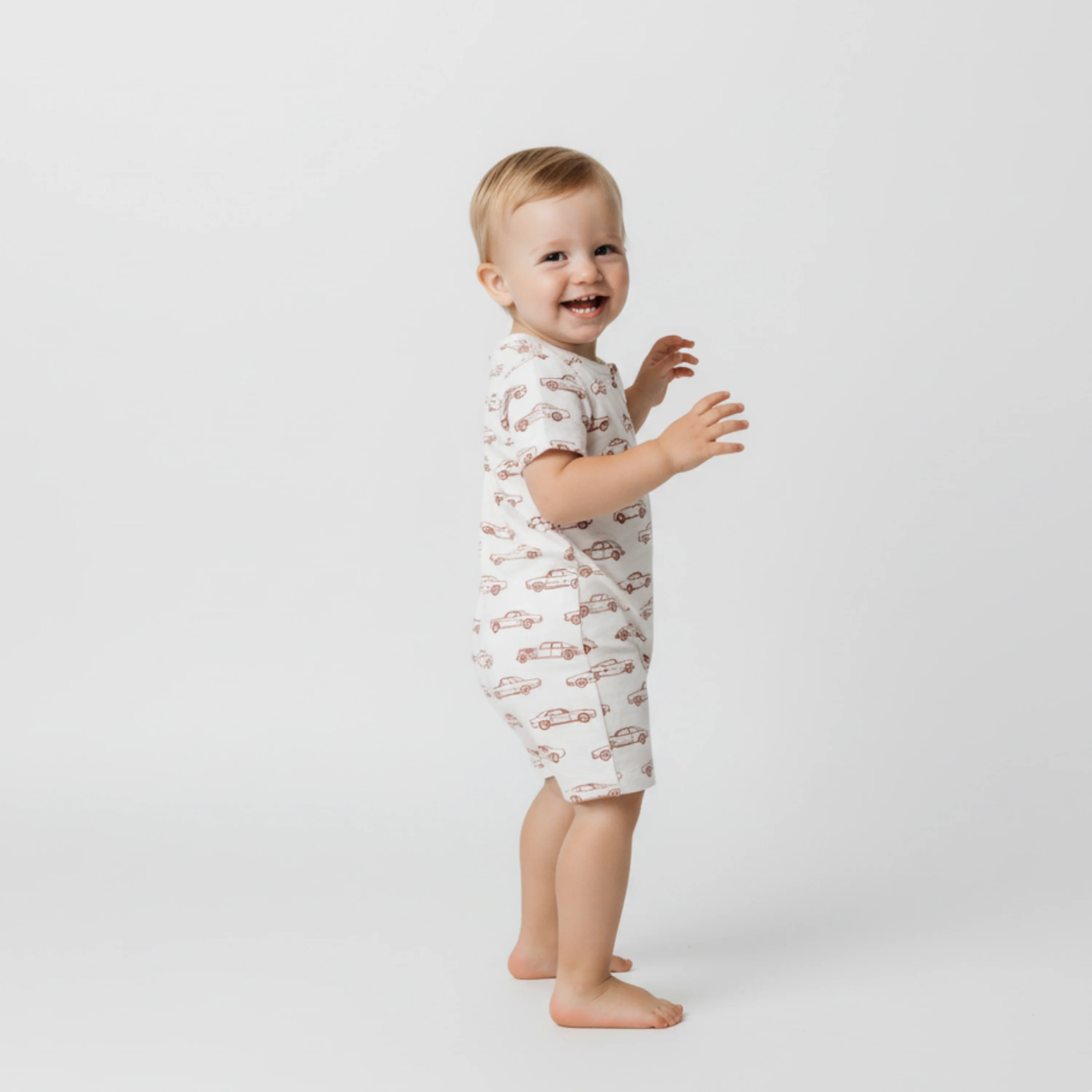 Organic Short Zip Romper - Cars - Image 3