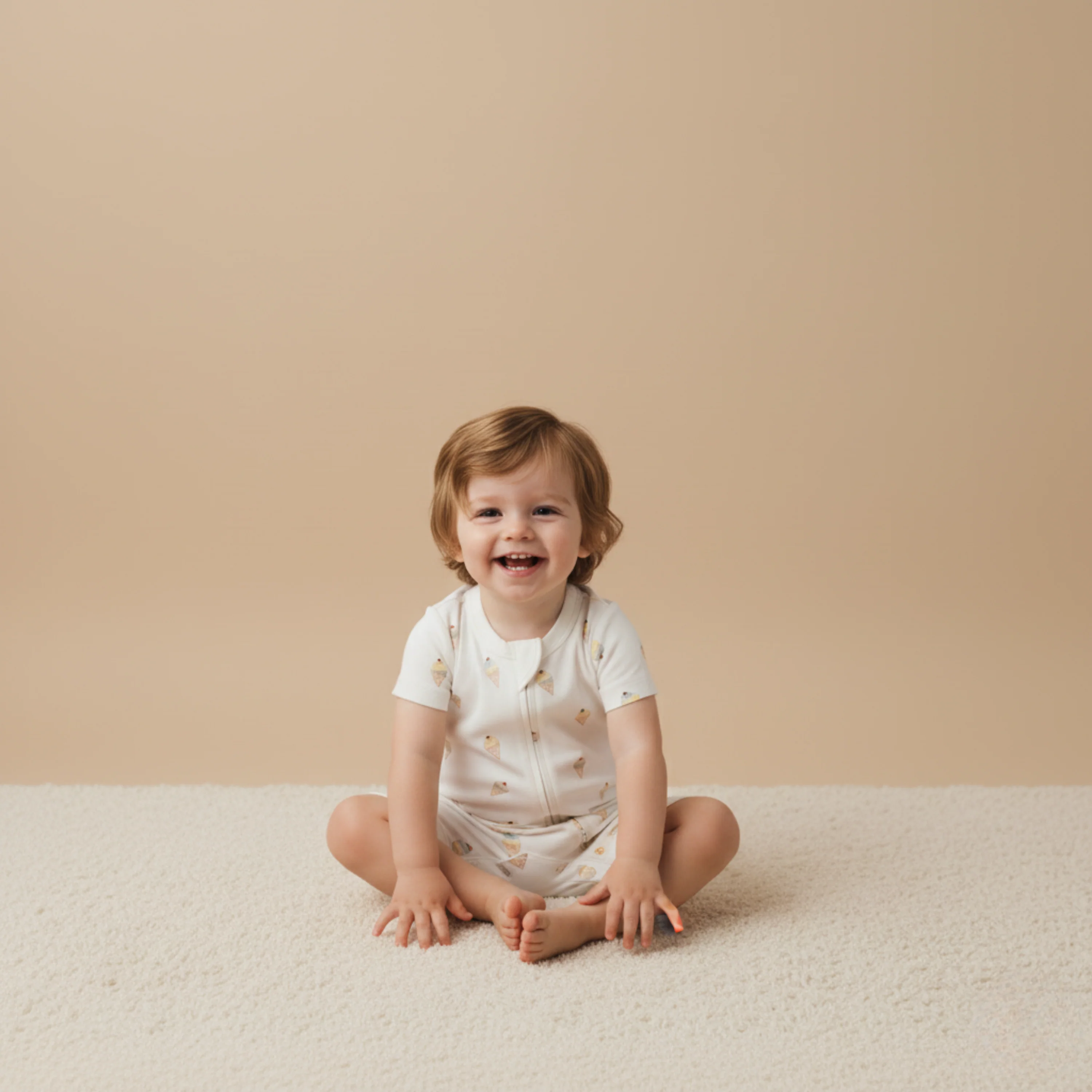 Organic Short Zip Romper - Ice Cream - Image 3