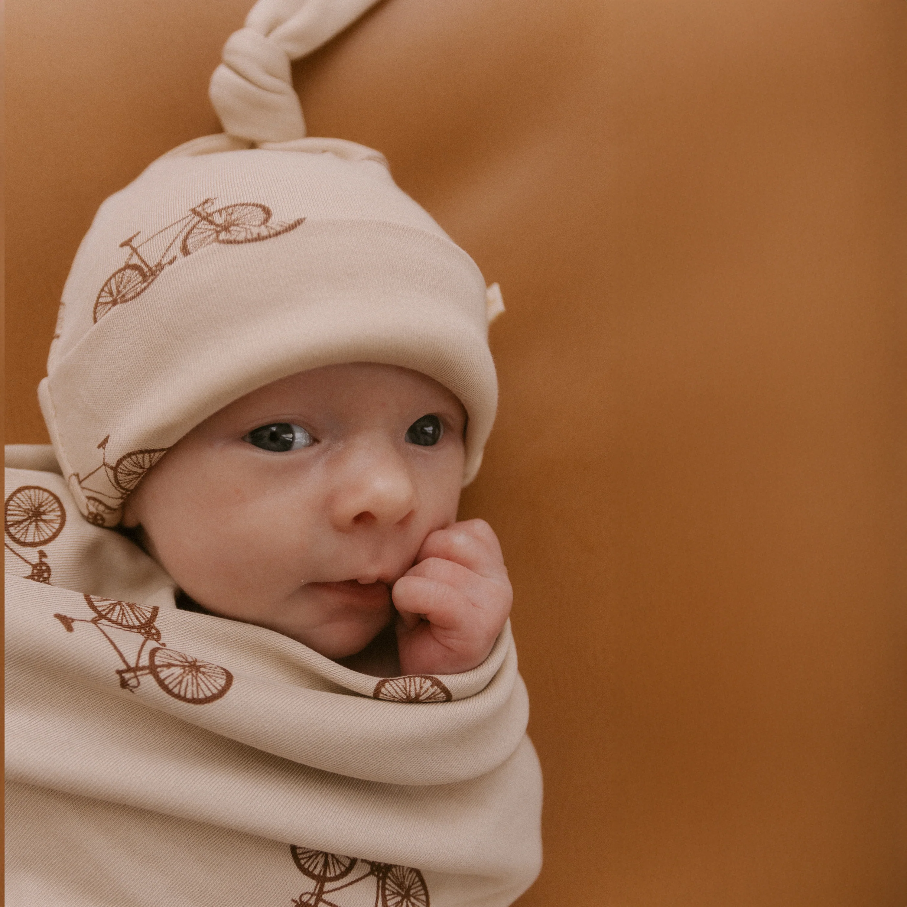Organic Swaddle Blanket & Hat Set - Bicycle - Image 3