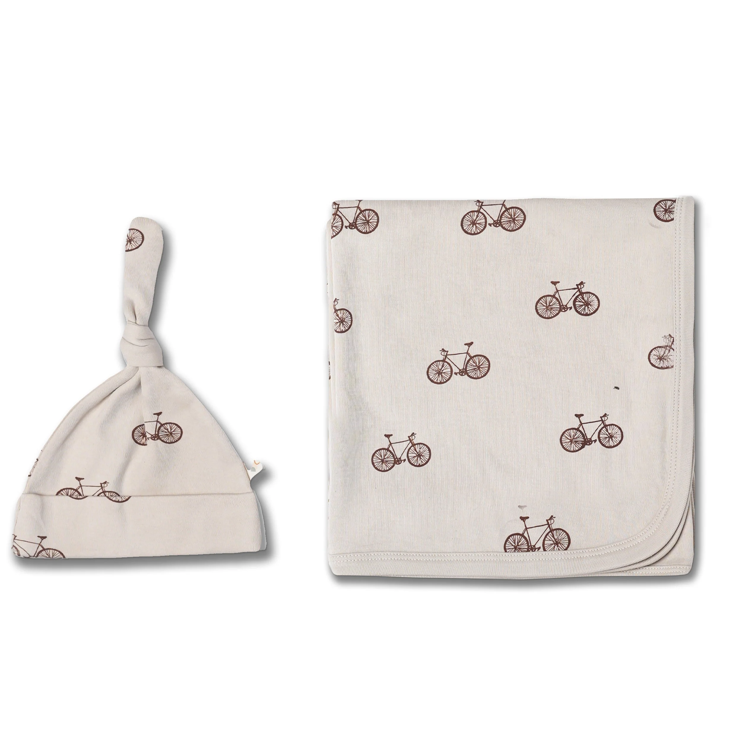 Organic Swaddle Blanket & Hat Set - Bicycle - Image 4