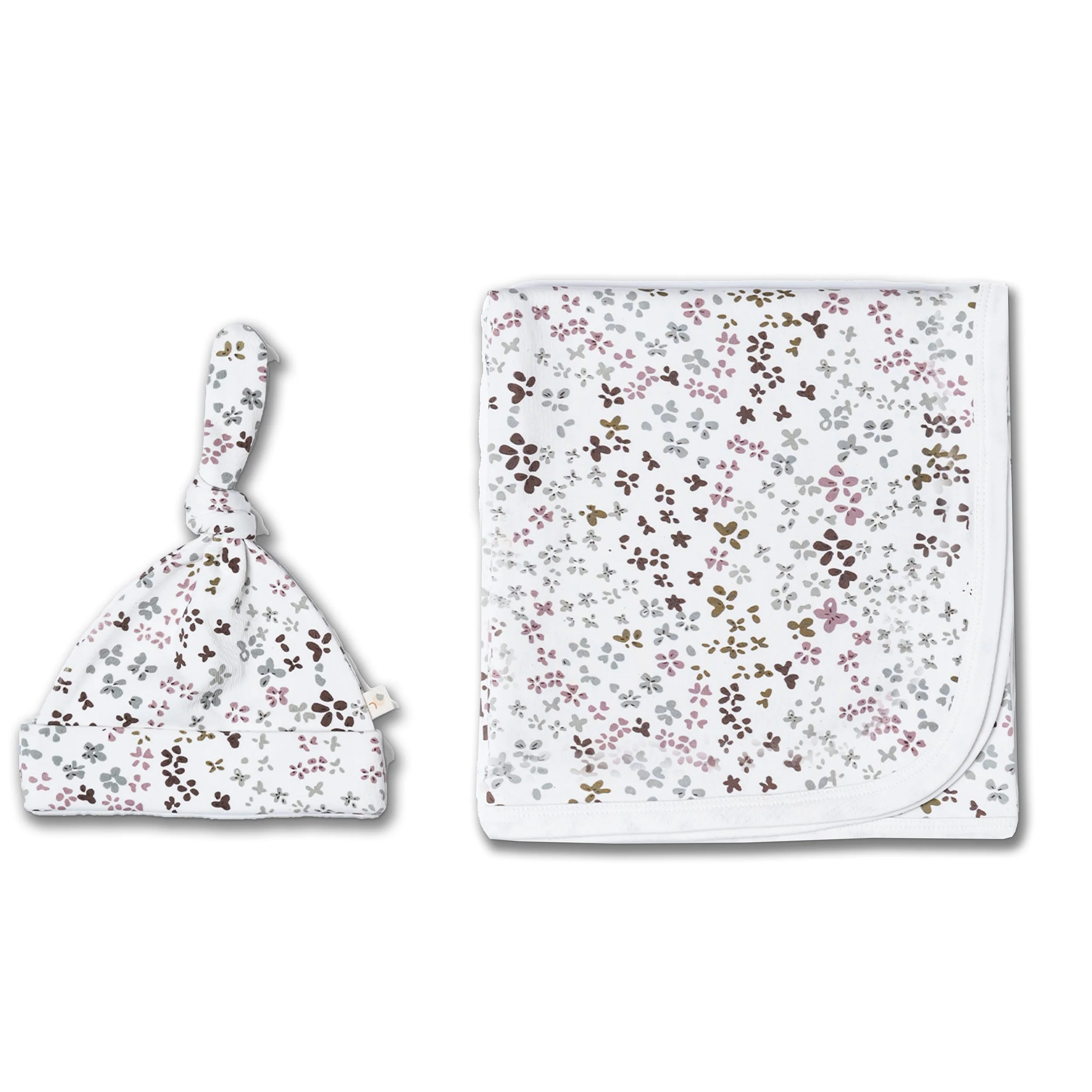 Organic Swaddle Blanket & Hat Set - Garden - Image 3