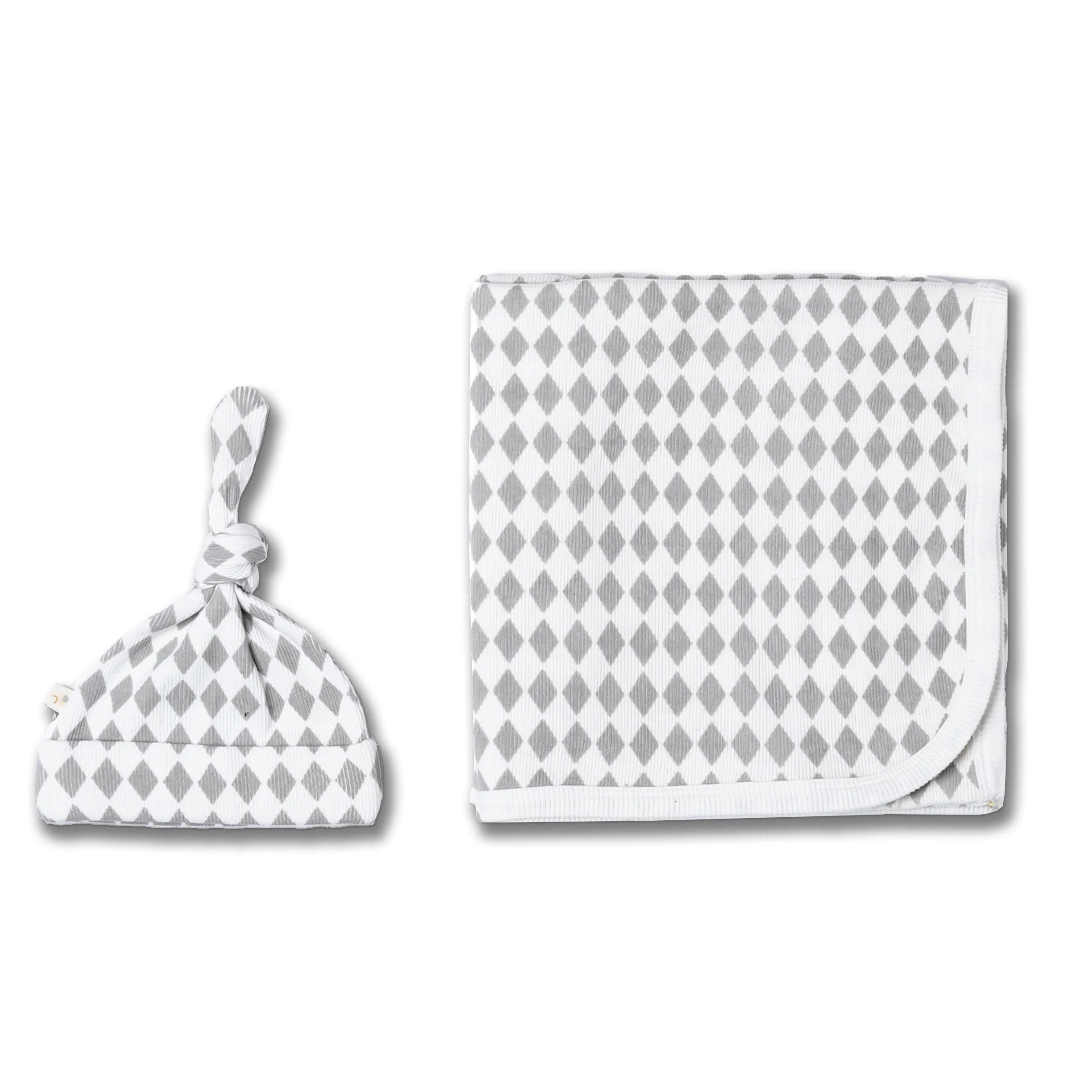 Organic Swaddle Blanket & Hat Set - Harlequin - Image 4