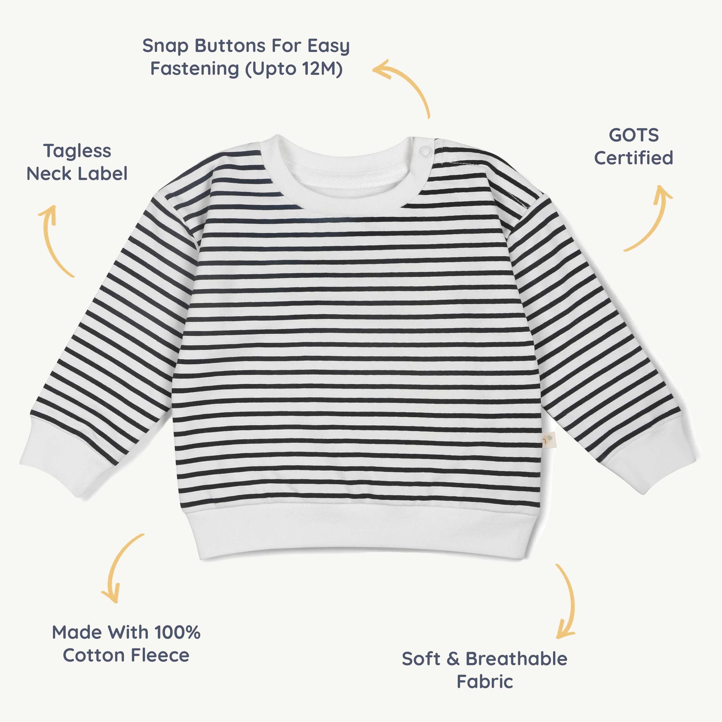Organic Fleece Sweatshirt - Black Stripes - Image 5