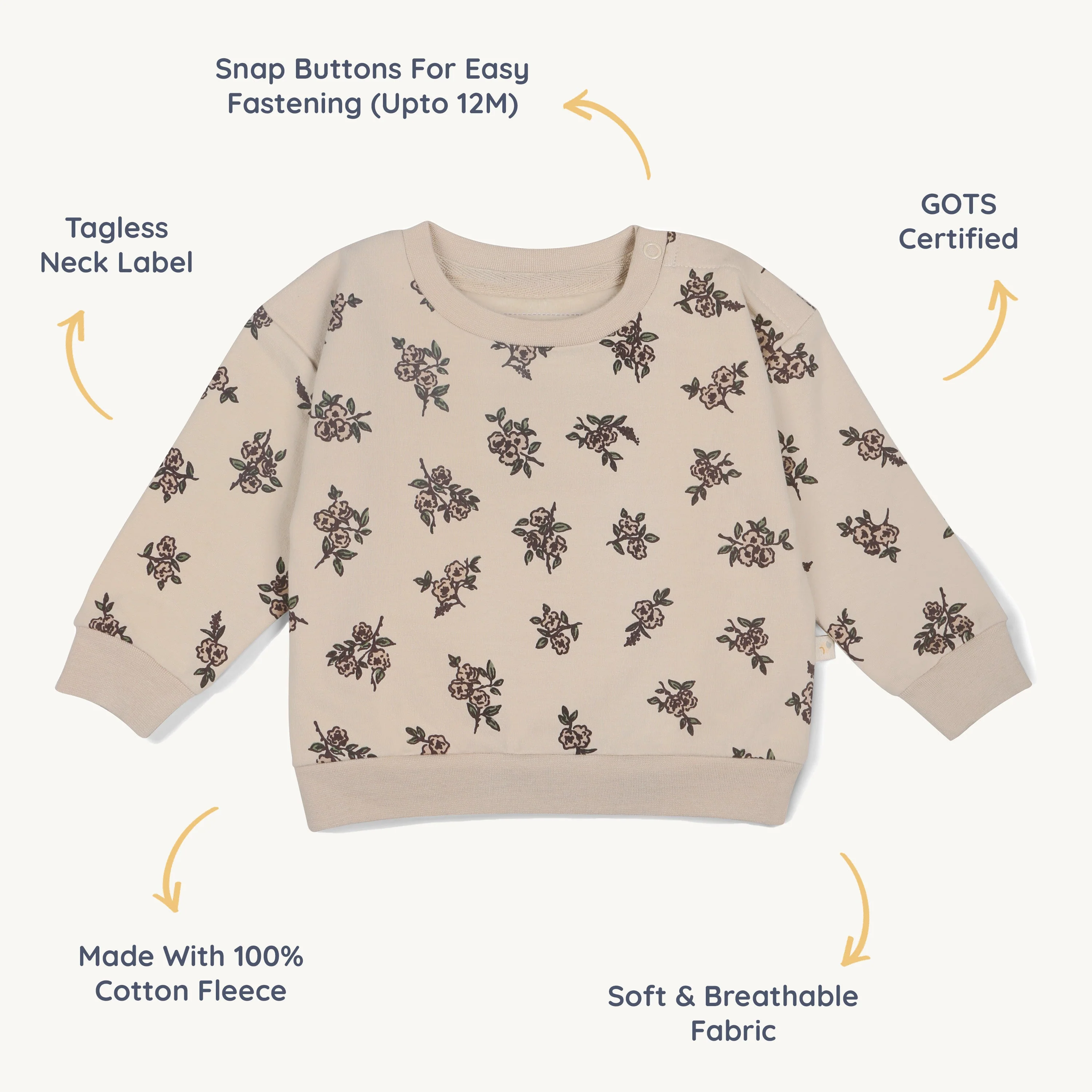 Organic Fleece Sweatshirt - Posy - Image 5