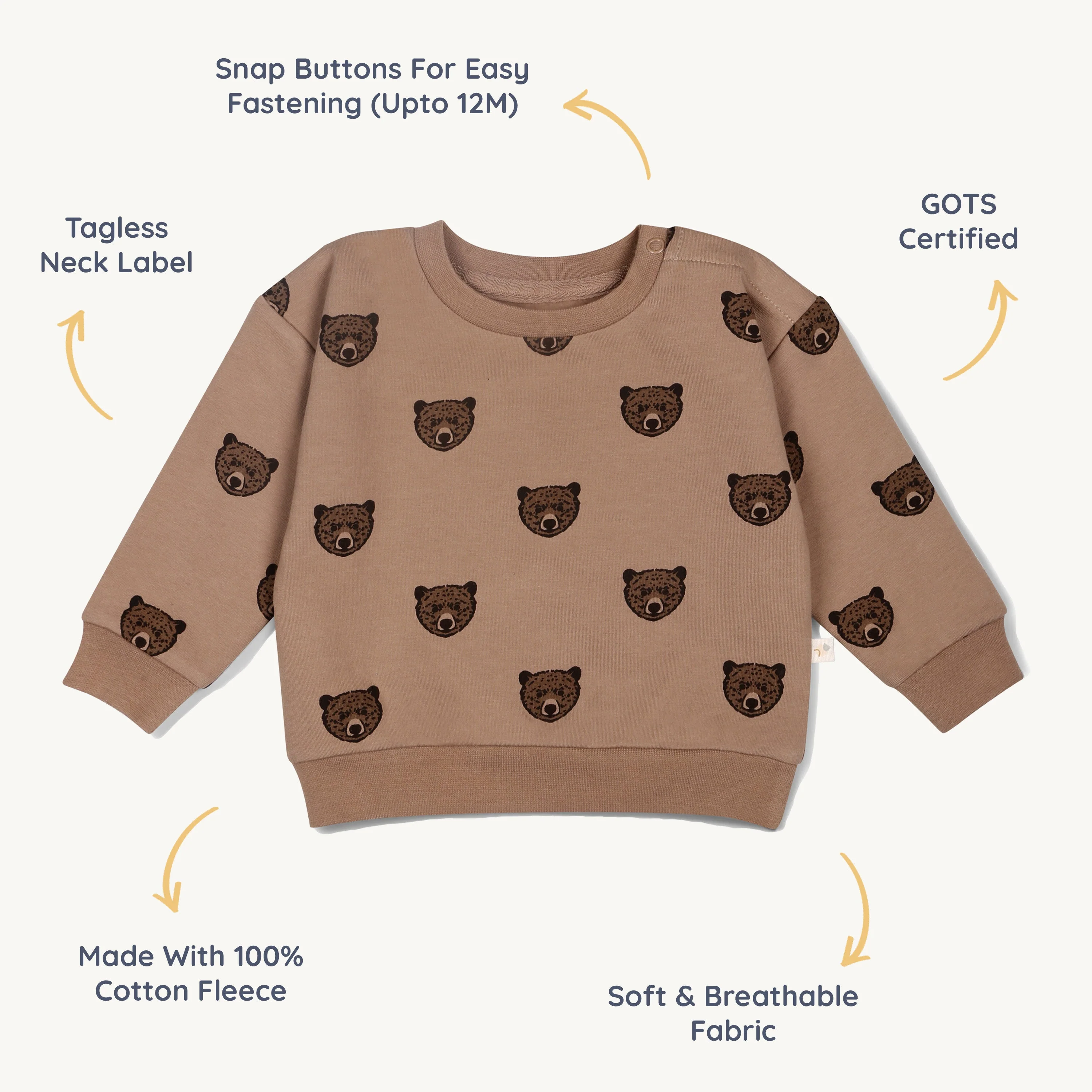 Organic Fleece Sweatshirt - Wild Bear - Image 5