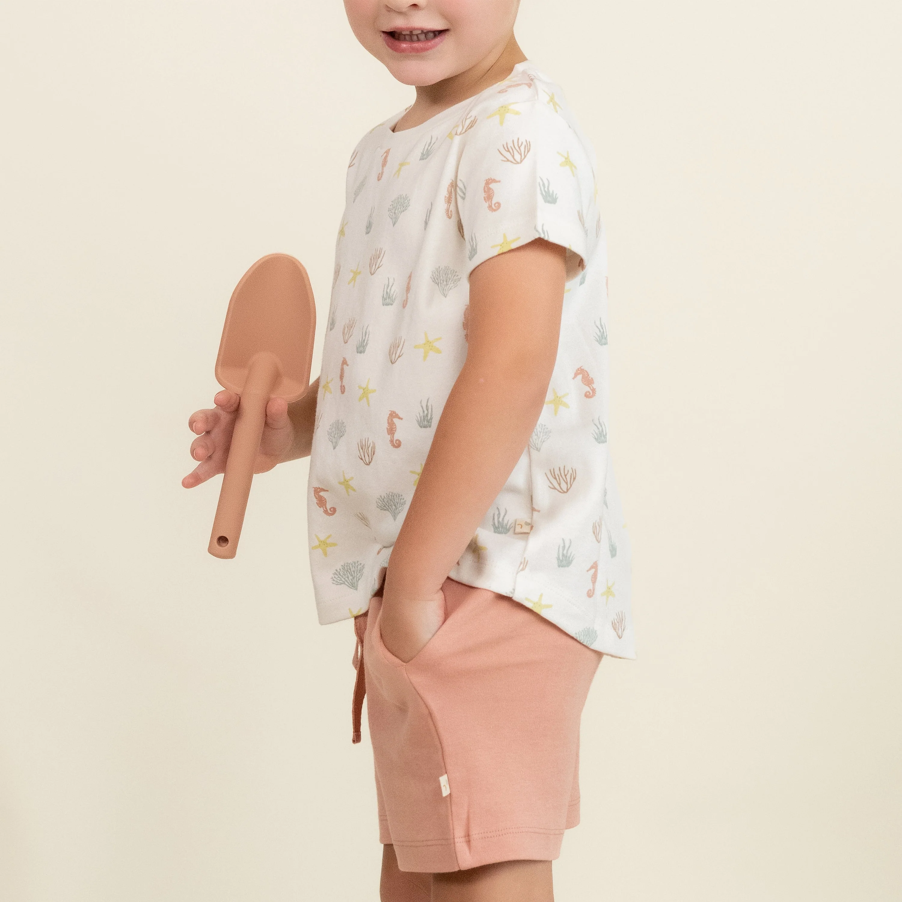 Organic Tee & Shorts Set - Coral - Image 3
