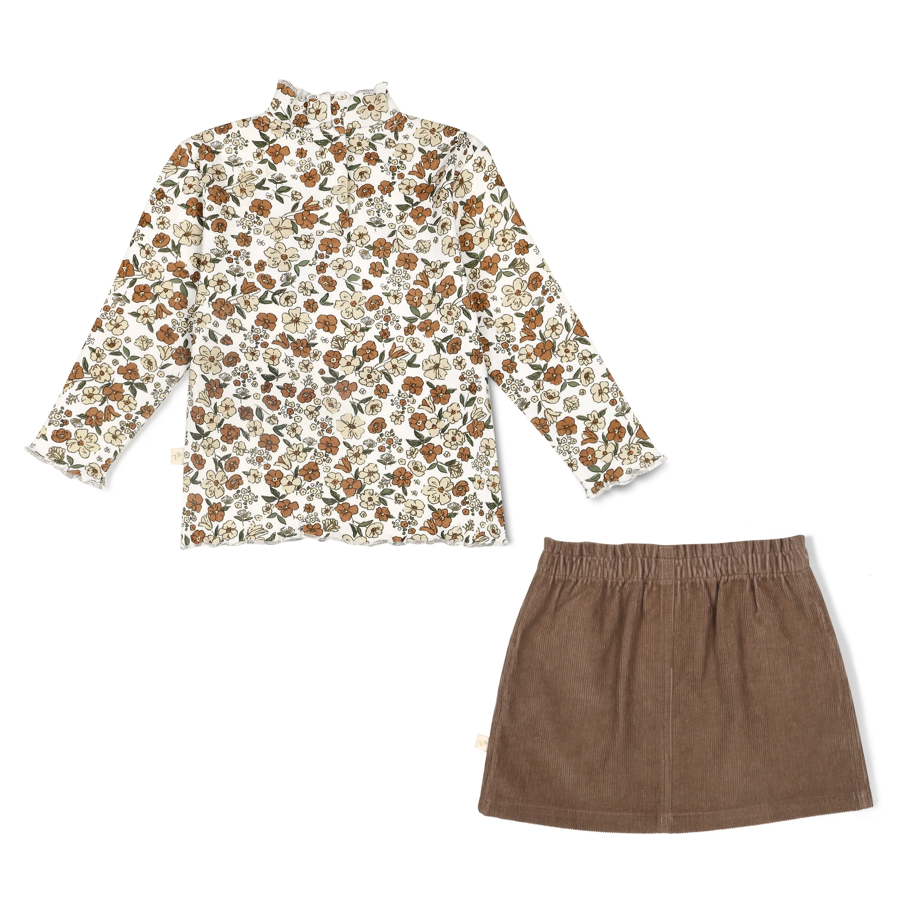 Organic Top and Corduroy Skirt Set - Espresso - Image 4