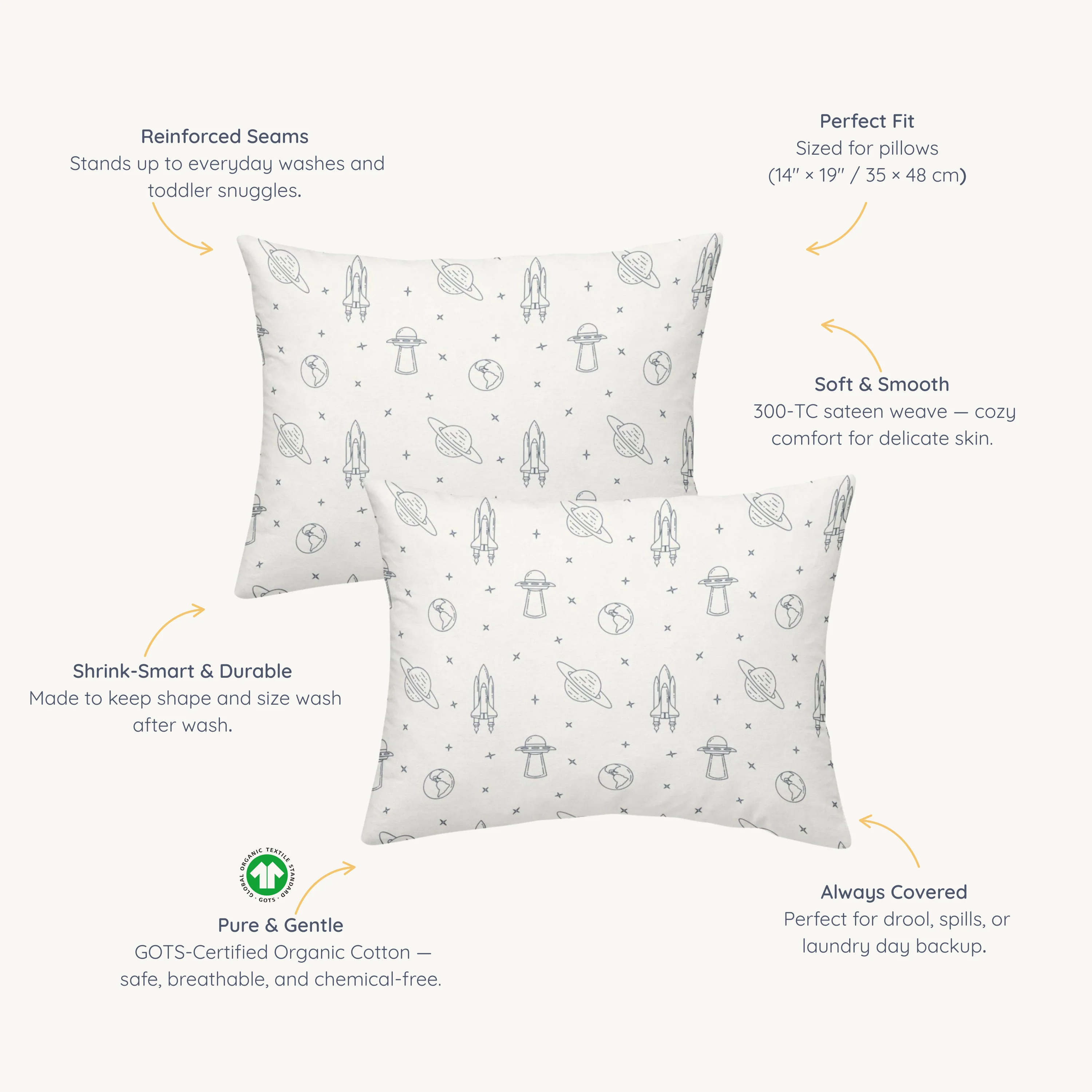 Organic Toddler Pillowcase - Astro - Image 7