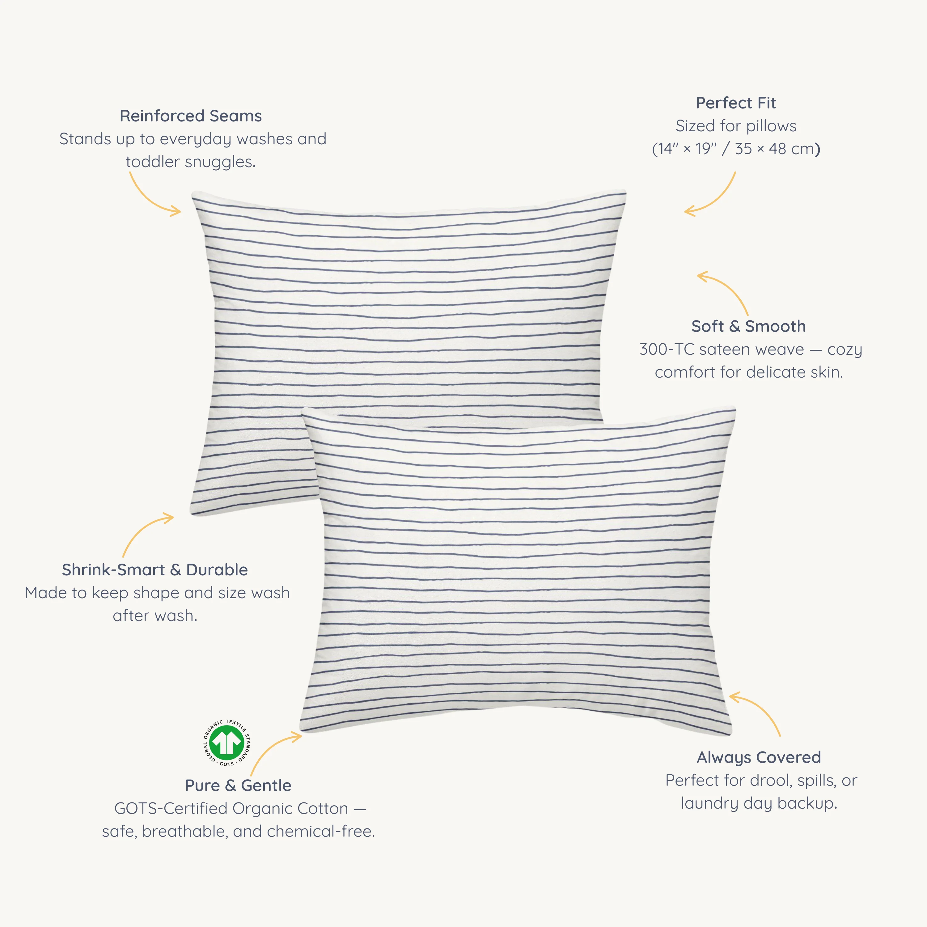 Organic Cotton Toddler Pillowcase - Navy Blue Stripes - Image 7